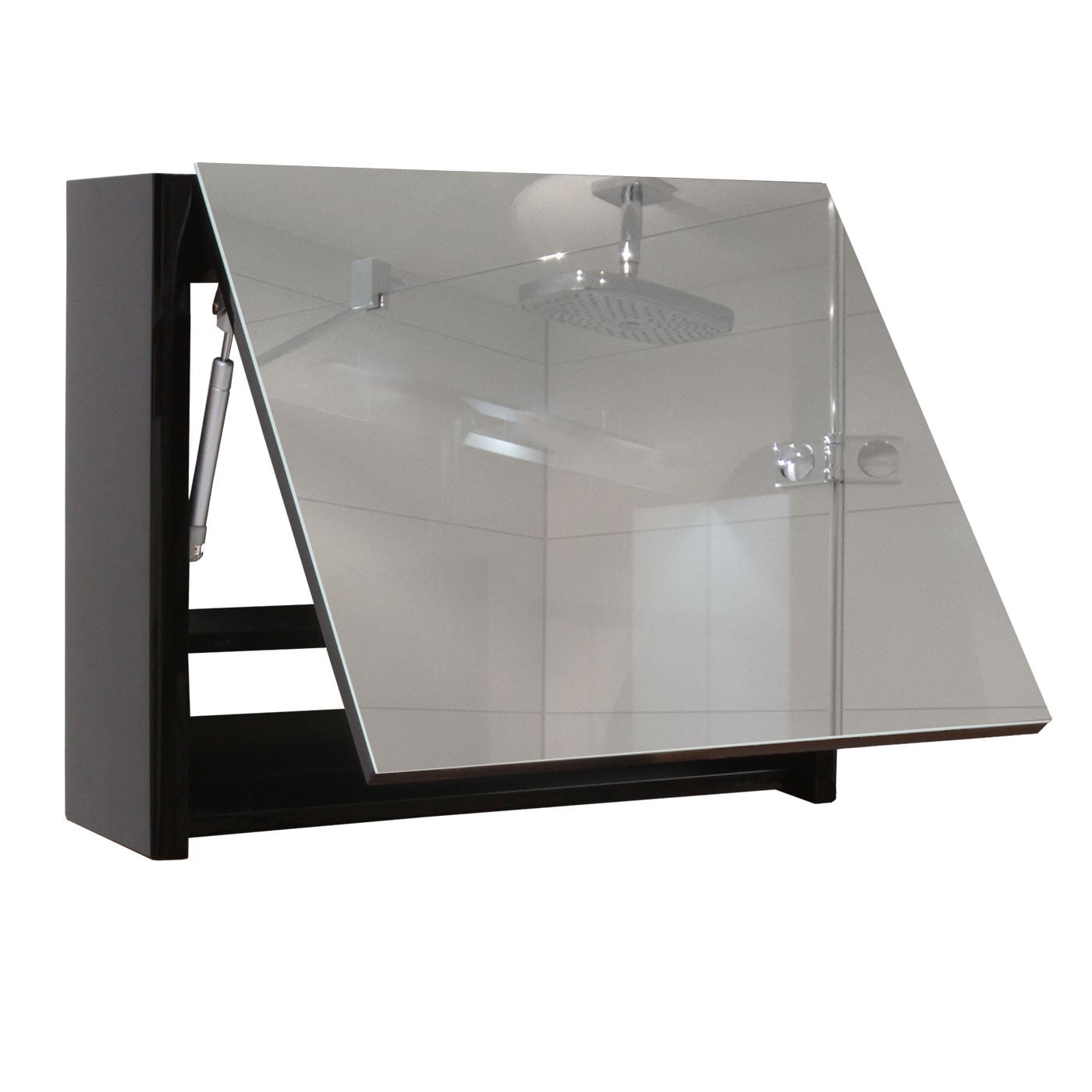 Spiegelschrank MCW-B19, Wandspiegel Badspiegel Badezimmer, aufklappbar hochglanz 48x79cm ~ schwarz