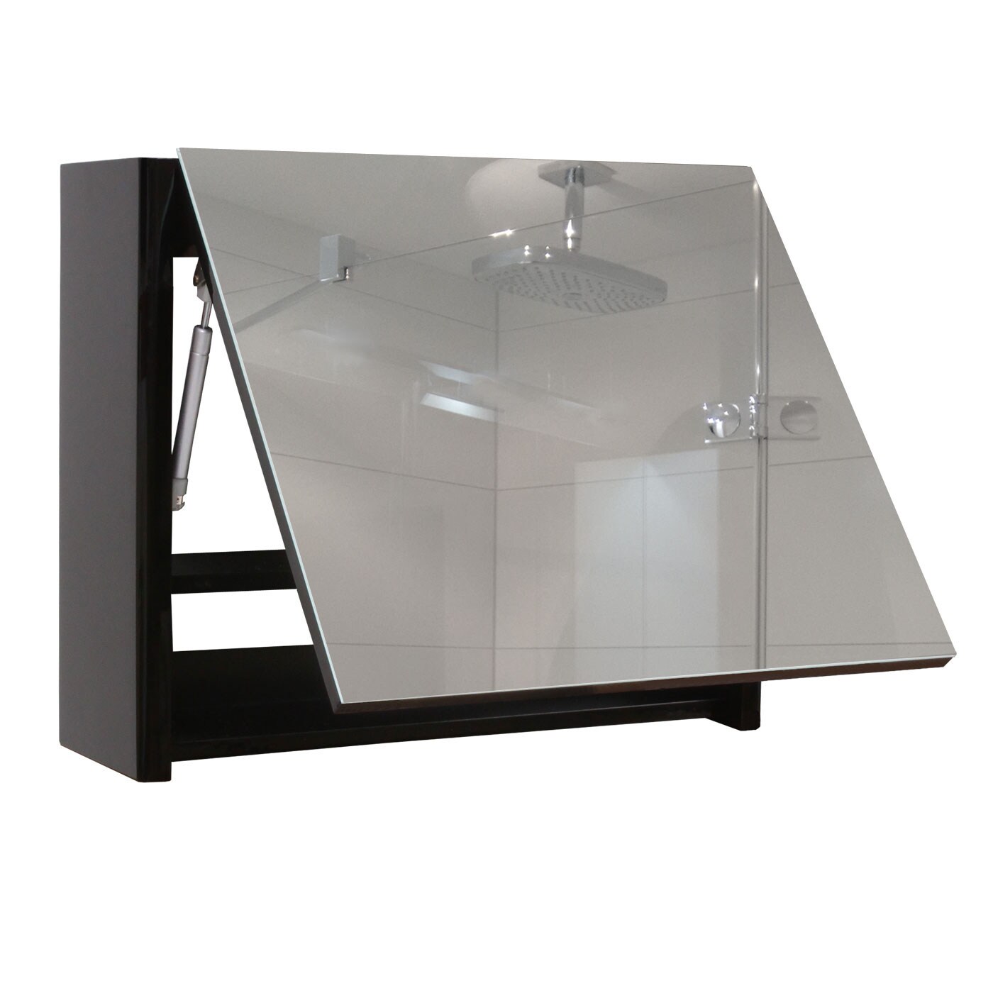 Spiegelschrank MCW-B19, Wandspiegel Badspiegel Badezimmer, aufklappbar hochglanz 48x79cm ~ schwarz | 04057651189543