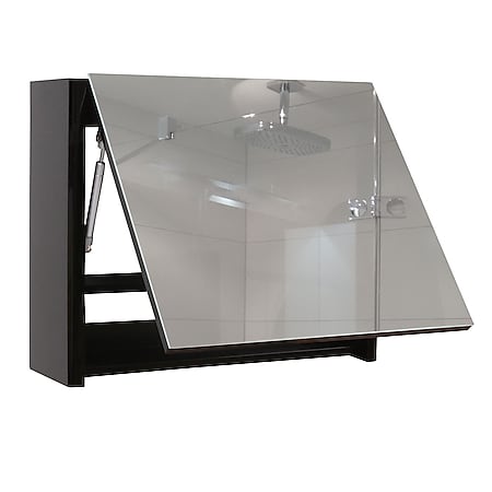 Spiegelschrank MCW-B19, Wandspiegel Badspiegel Badezimmer, aufklappbar hochglanz 48x79cm ~ schwarz - Bild 1