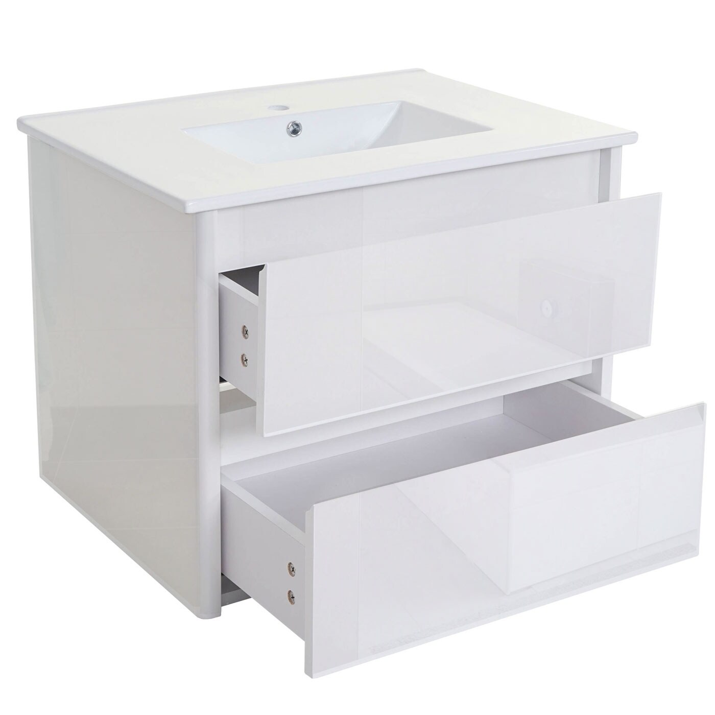 Waschbecken + Unterschrank MCW-B19, Waschbecken Waschtisch Badezimmer, hochglanz 50x80cm ~ weiß