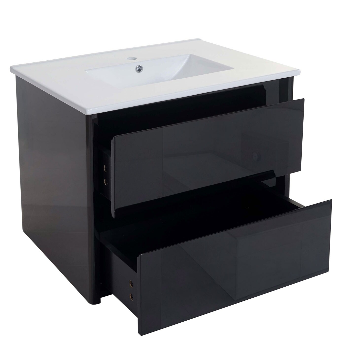 Waschbecken + Unterschrank MCW-B19, Waschbecken Waschtisch Badezimmer, hochglanz 50x80cm ~ schwarz
