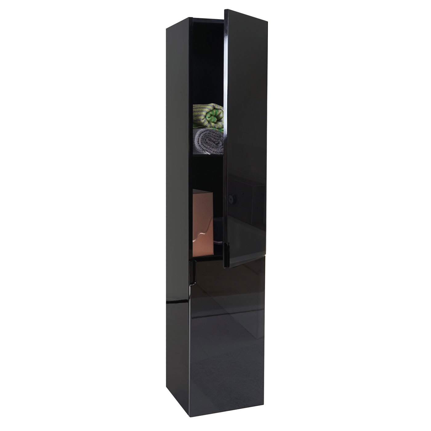 H&auml;ngeschrank MCW-B19, Midischrank Hochschrank Badezimmer Badm&ouml;bel, hochglanz 150x30cm ~ schwarz - Bild 1