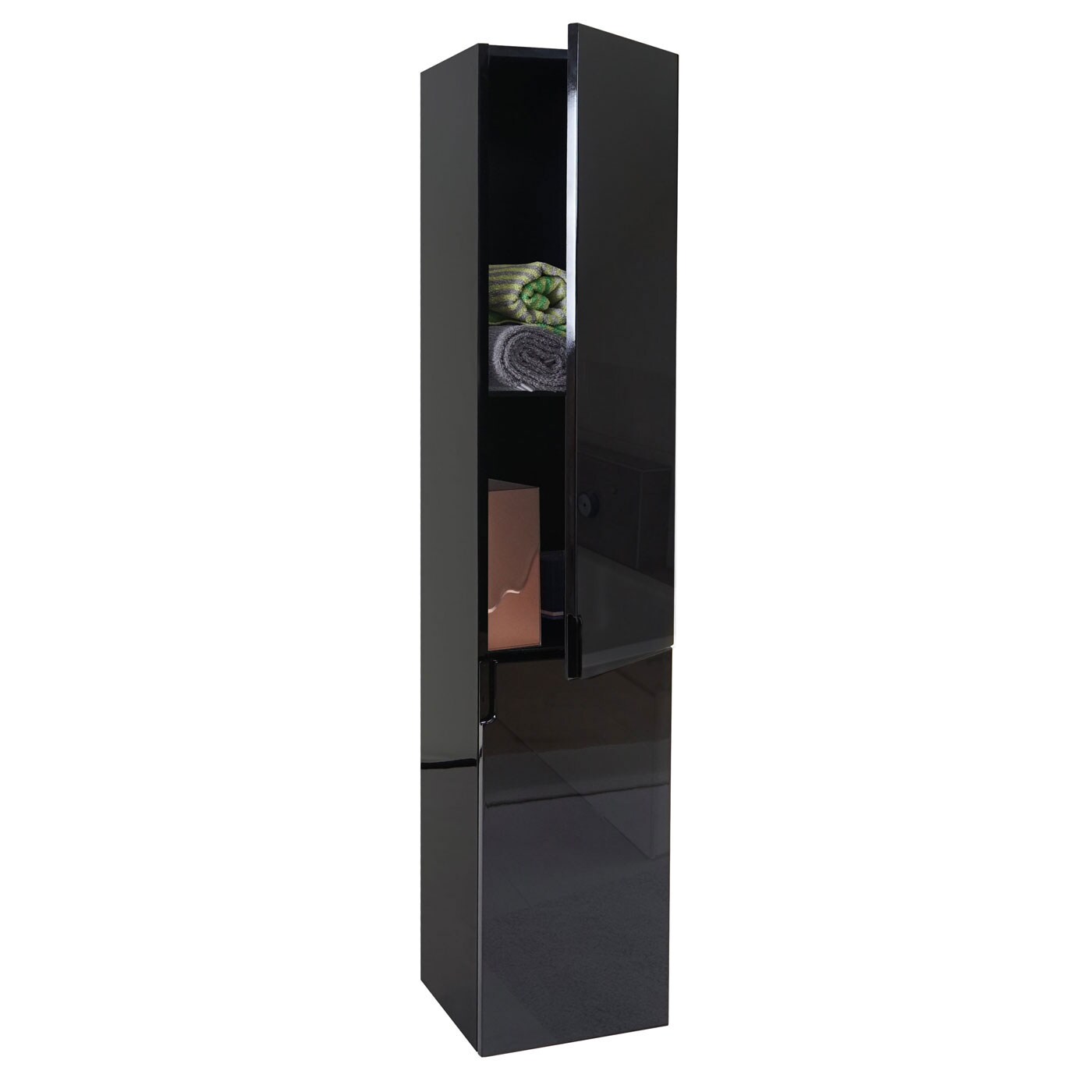 Hängeschrank MCW-B19, Midischrank Hochschrank Badezimmer Badmöbel, hochglanz 150x30cm ~ schwarz