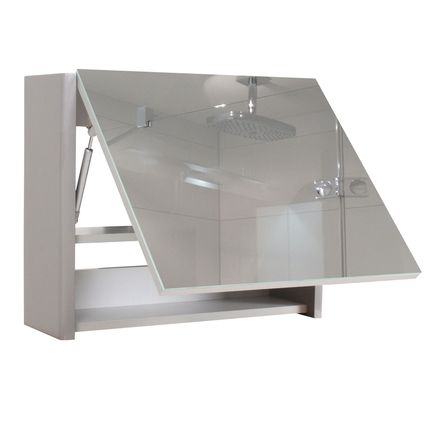 Spiegelschrank MCW-B19, Wandspiegel Badspiegel Badezimmer, aufklappbar hochglanz 48x59cm ~ grau