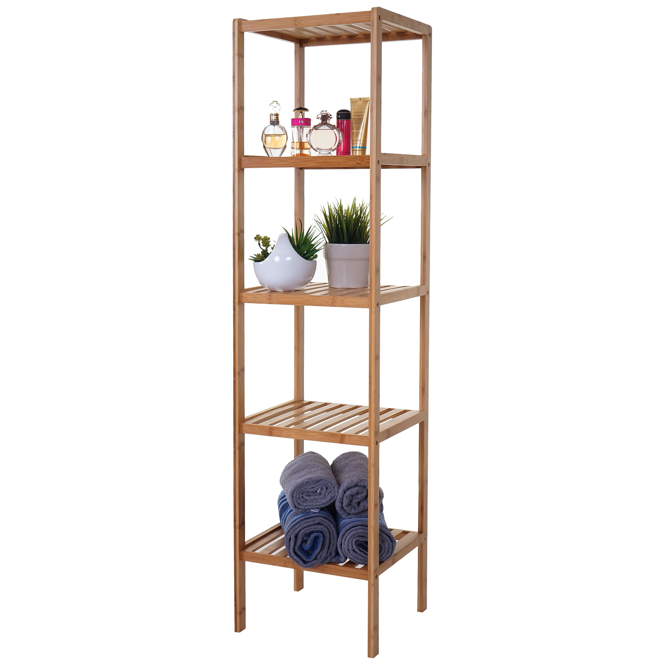 Badregal MCW-B18, Badezimmer Badschrank Standregal, Bambus ~ 140x34x33cm - Bild 1