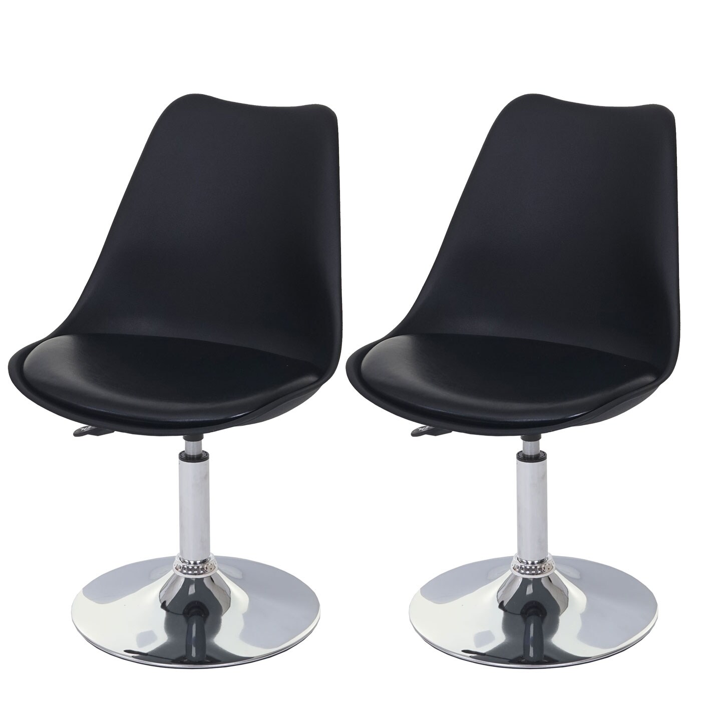 2er-Set Drehstuhl Vaasa T501, Stuhl Küchenstuhl, höhenverstellbar, Kunstleder ~ schwarz