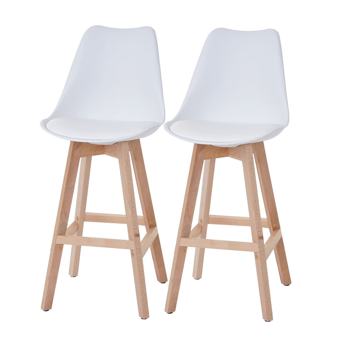 2er-Set Barhocker Vaasa T501, weiß, Sitzfläche Kunstleder weiß, helle Beine | 04057651188393