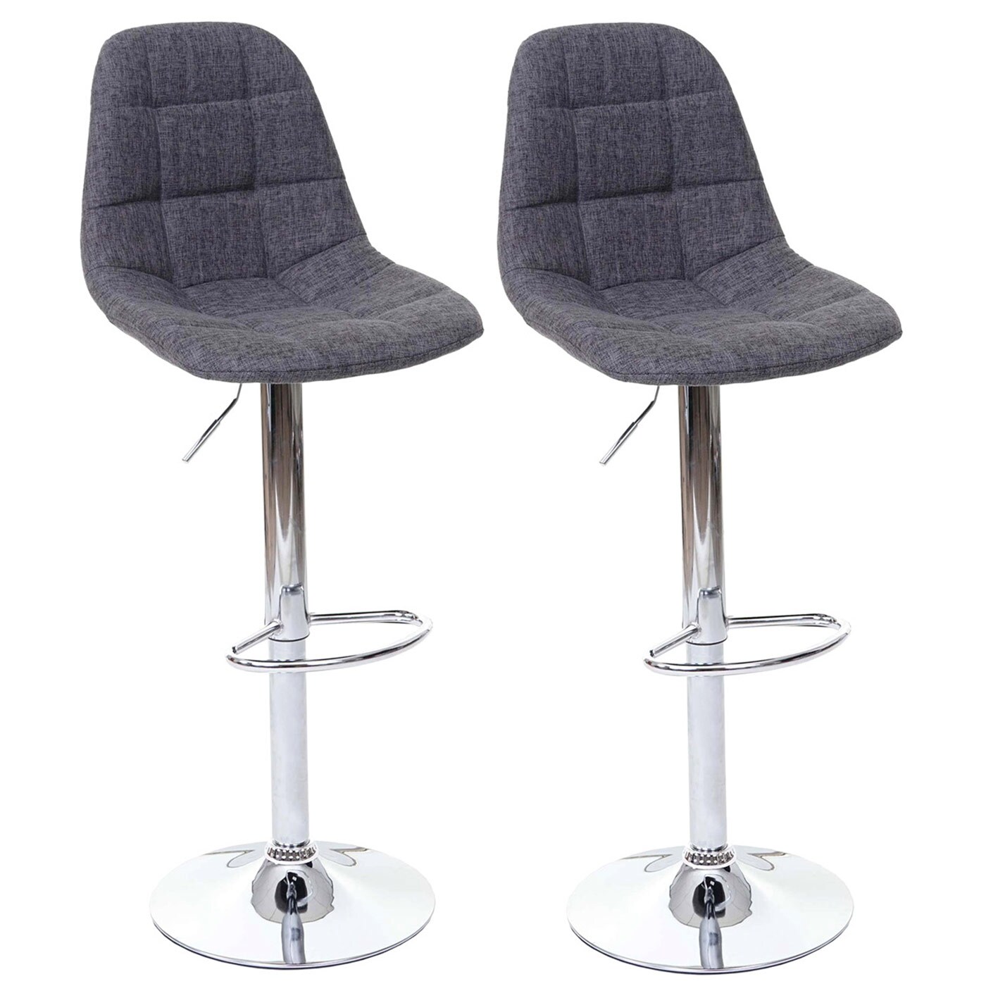 2er-Set Barhocker MCW-A67, Barstuhl Tresenhocker, MVG-zertifiziert ~ grau, Textil