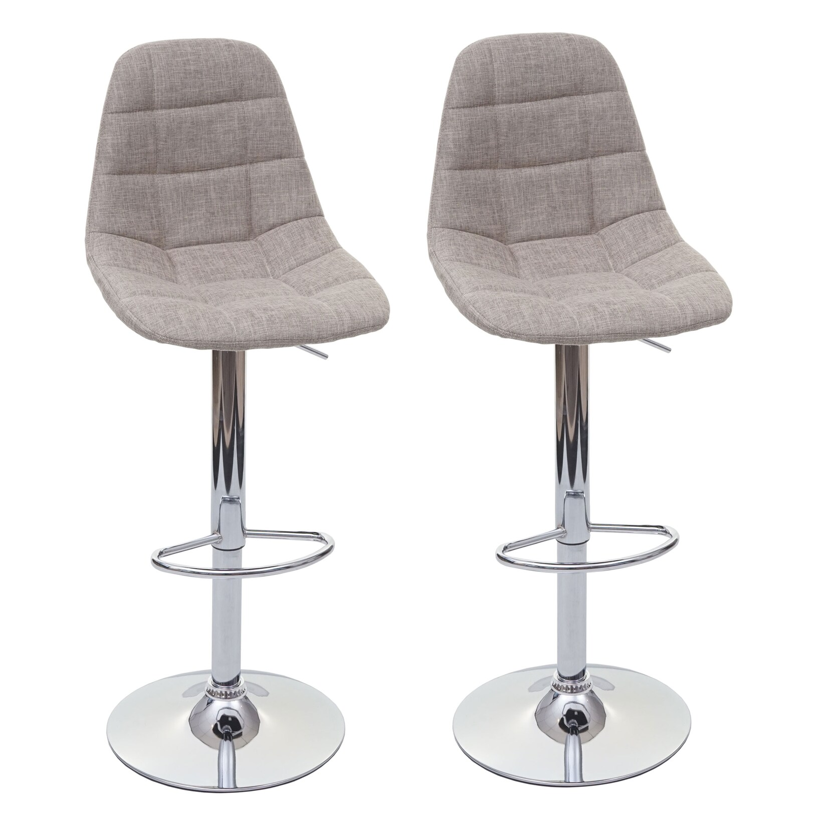 2er-Set Barhocker MCW-A67, Barstuhl Tresenhocker, MVG-zertifiziert ~ creme-grau, Textil