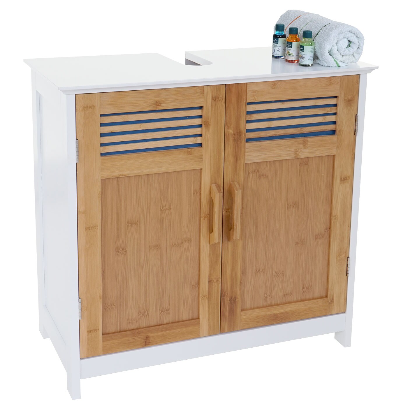 Waschbeckenunterschrank MCW-A85, Badschrank 60x60x30cm ~ bambus
