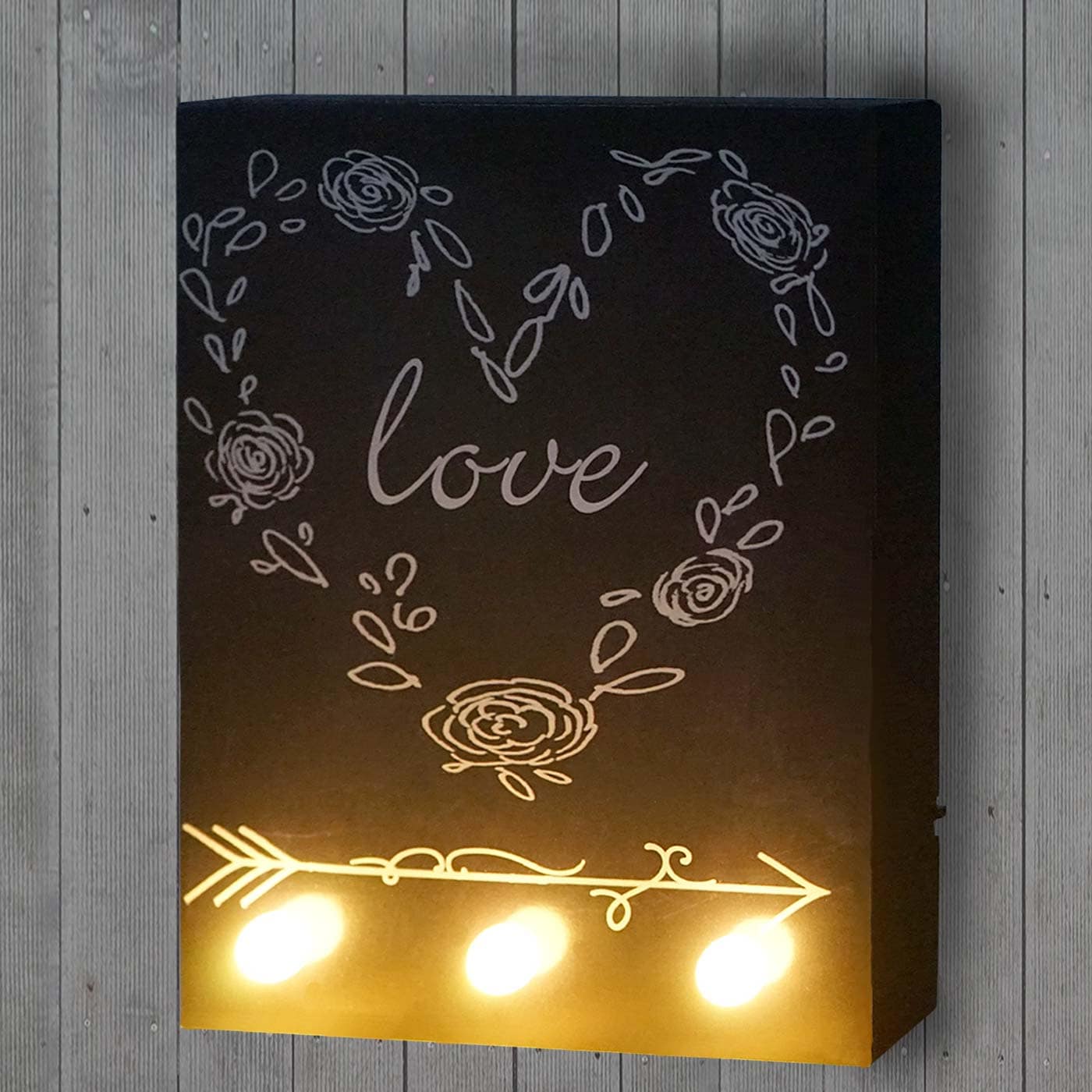 LED-Bulb Bild Wandbild, Leuchtbild 25x20cm, Love - Bild 1