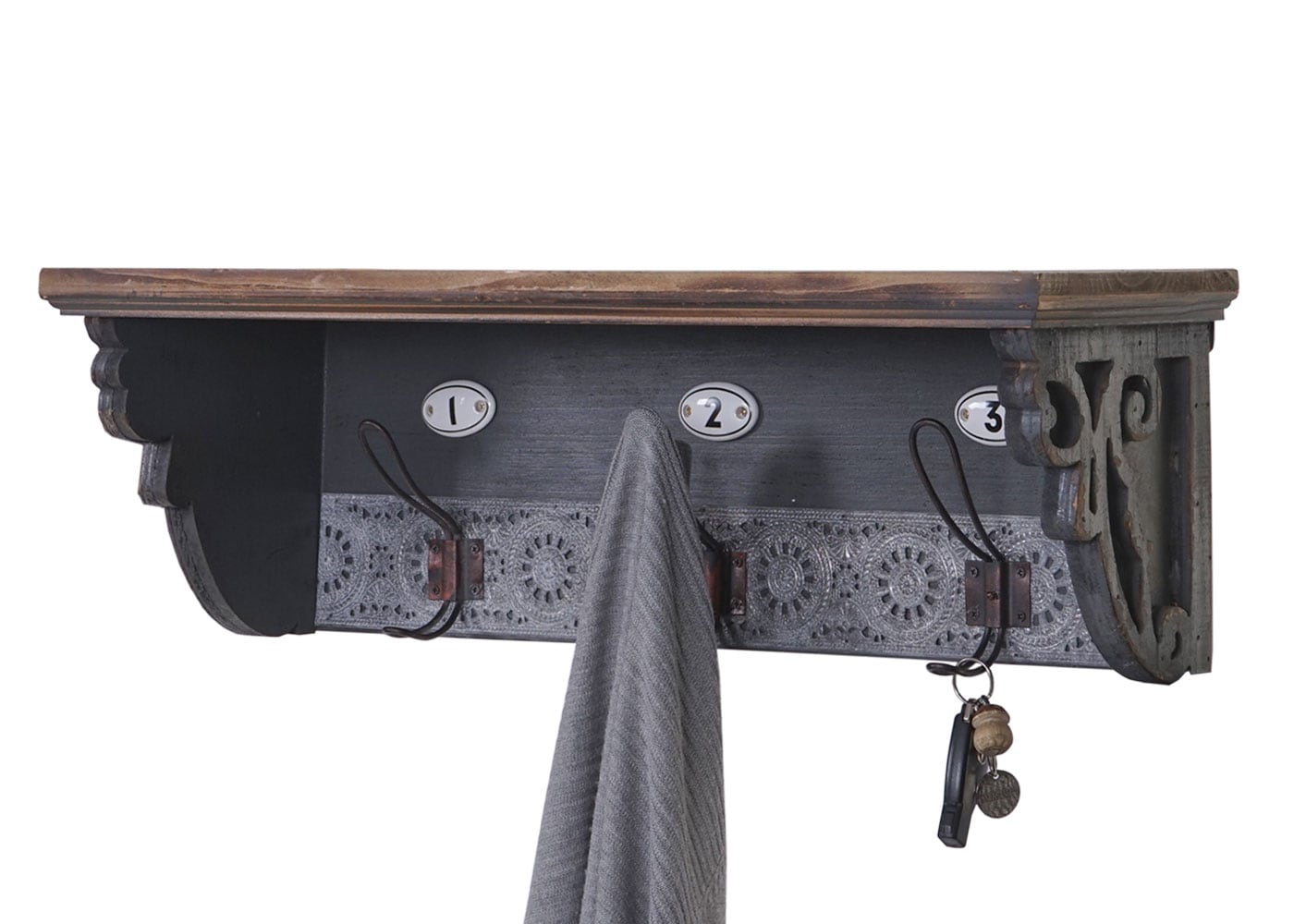 Wandgarderobe MCW-A43, Wandhaken, Tanne Holz massiv Vintage 22x60x18cm - Bild 1