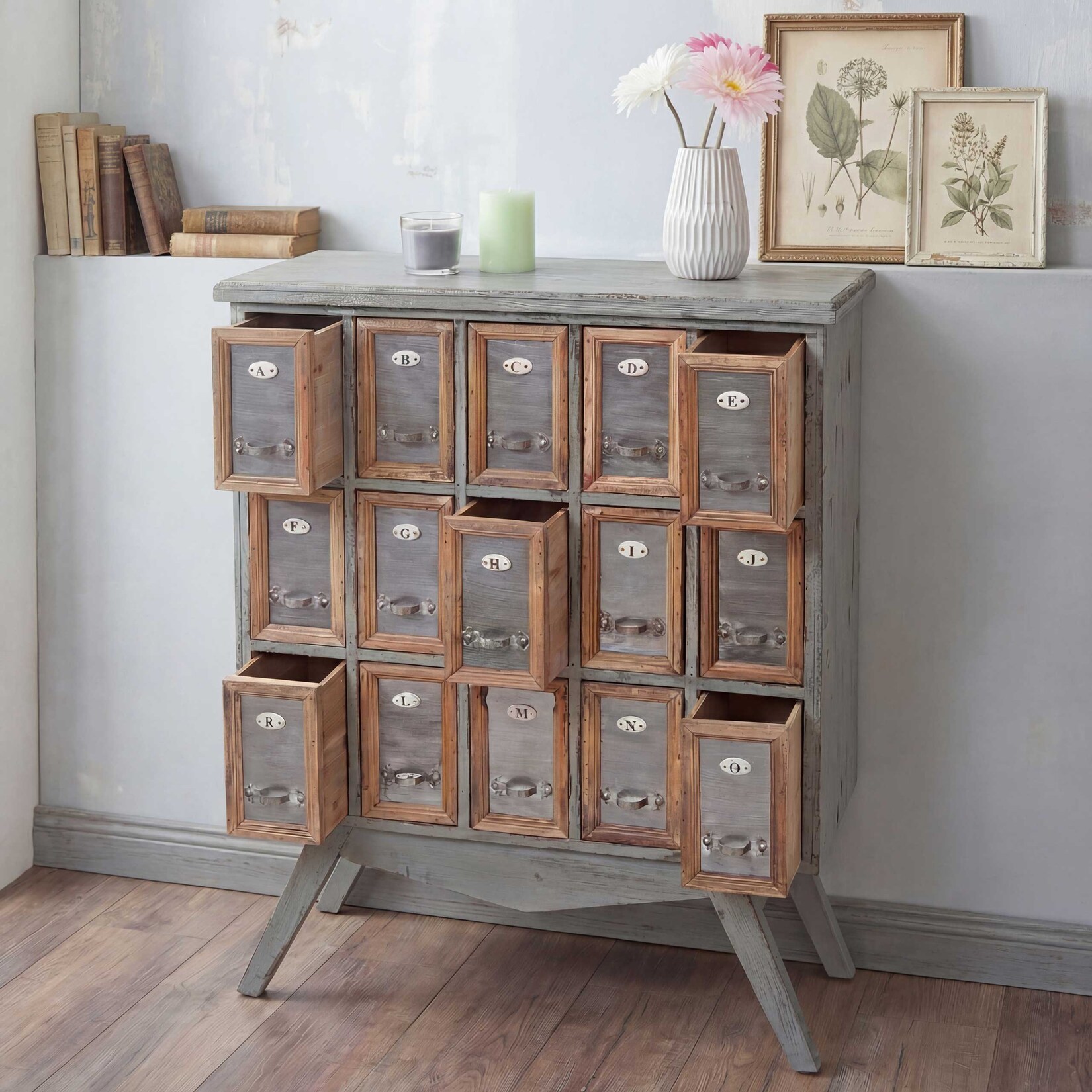 Apotheker-Schrank MCW-A43, Kommode, Tanne Holz massiv Vintage Shabby-Look 94x73x32cm | 04057651135625