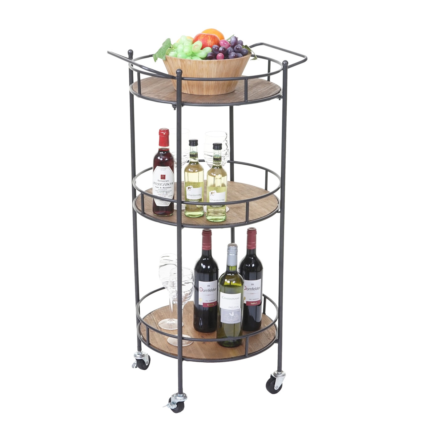 Servierwagen MCW-A43, Barwagen Teewagen, Tanne Holz massiv Vintage 100x50x43cm - Bild 1