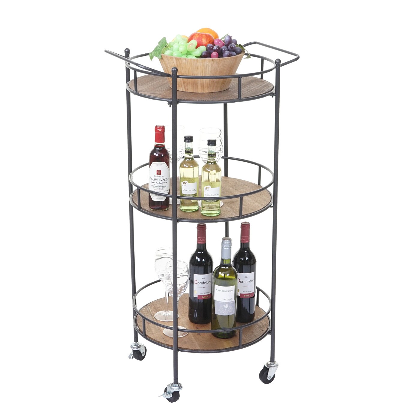 Servierwagen MCW-A43, Barwagen Teewagen, Tanne Holz massiv Vintage 100x50x43cm | 04057651168135