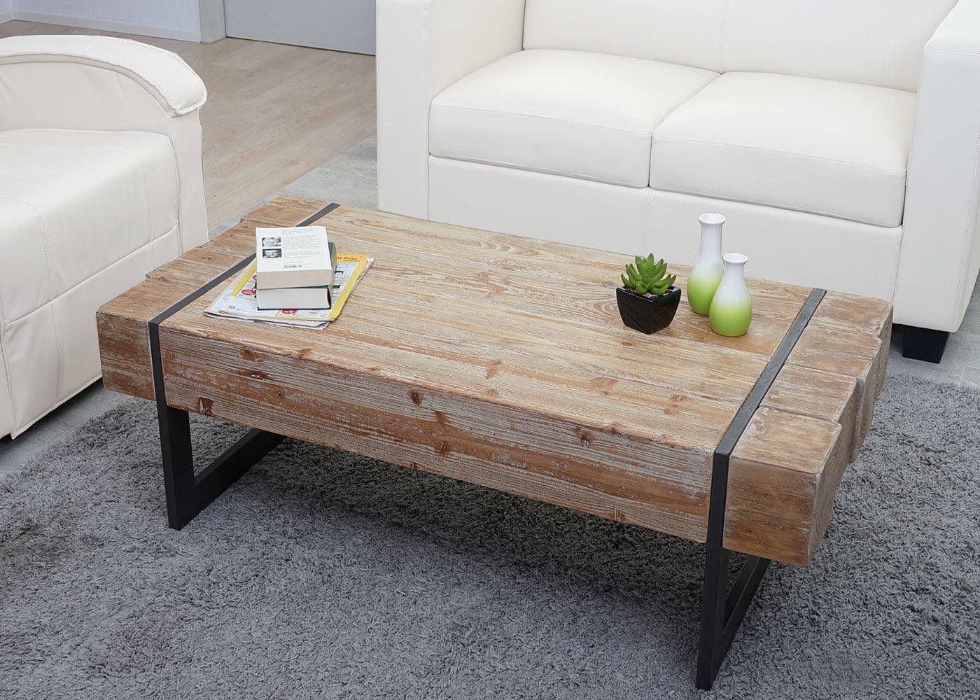 Couchtisch MCW-A15a, Wohnzimmertisch, Tanne Holz rustikal massiv MVG-zertifiziert 40x120x60cm ~ naturfarben - Bild 1