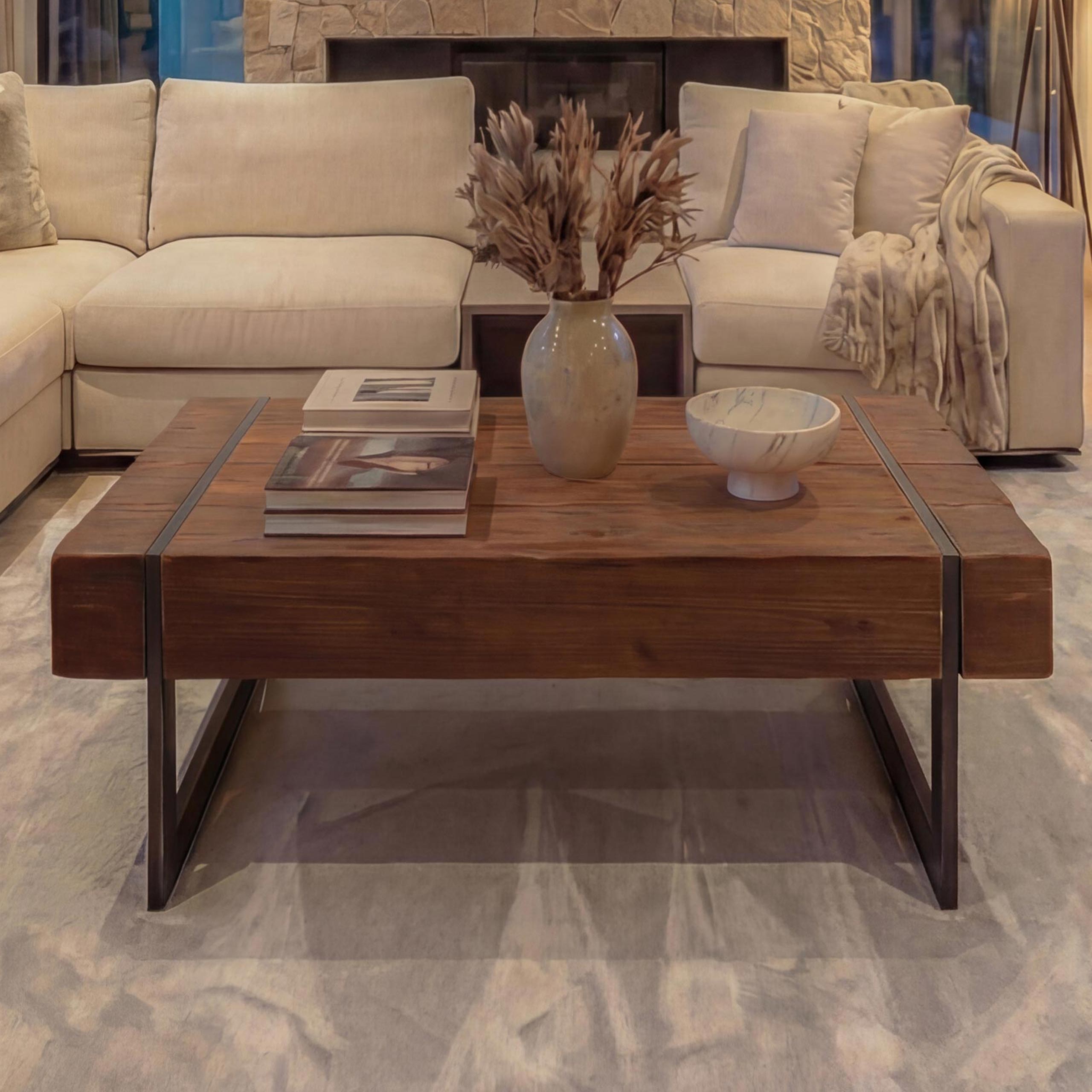 Couchtisch MCW-A15a, Wohnzimmertisch, Tanne Holz rustikal massiv 40x120x60cm ~ braun - Bild 1