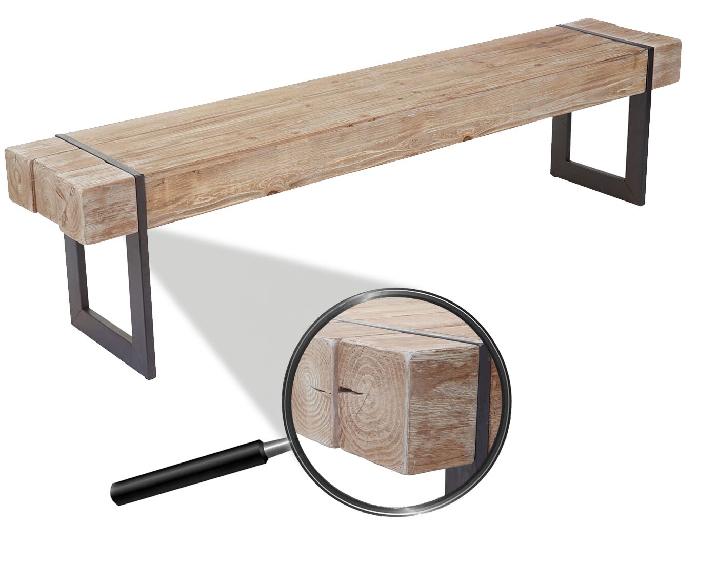 Sitzbank MCW-A15, Esszimmerbank Bank, Tanne Holz rustikal massiv MVG-zertifiziert ~ naturfarben 180cm