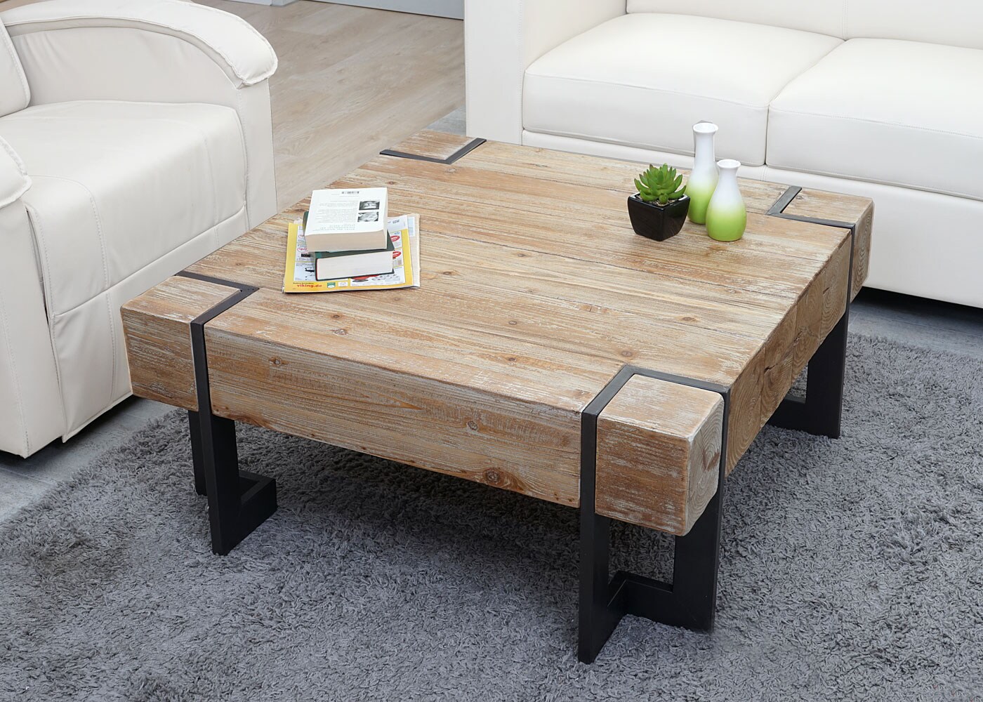 Couchtisch MCW-A15, Wohnzimmertisch, Tanne Holz rustikal massiv MVG-zertifiziert ~ naturfarben 90x90cm | 04057651135472