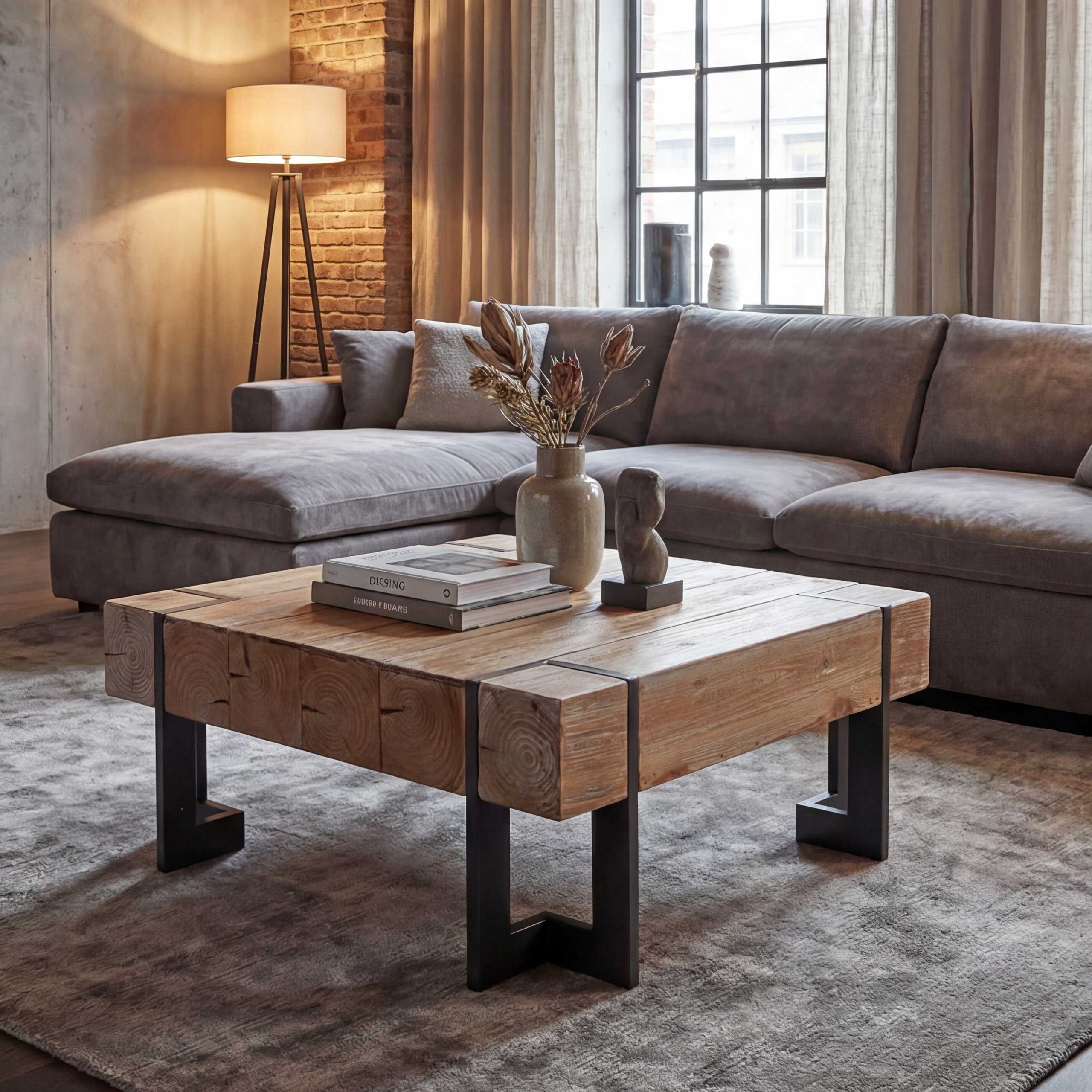 Couchtisch MCW-A15, Wohnzimmertisch, Tanne Holz rustikal massiv MVG-zertifiziert ~ naturfarben 70x70cm - Bild 1