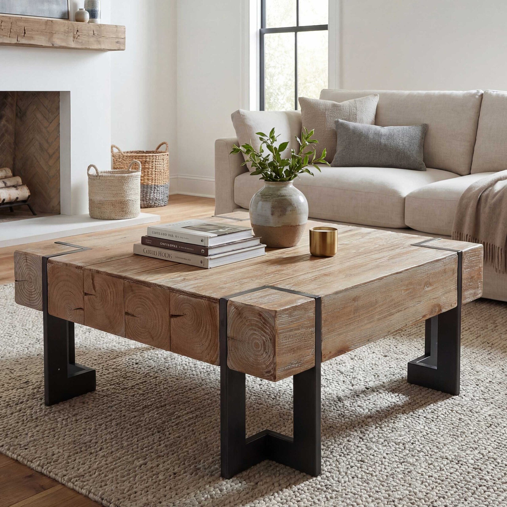 Couchtisch MCW-A15, Wohnzimmertisch, Tanne Holz rustikal massiv MVG-zertifiziert ~ naturfarben 60x60cm