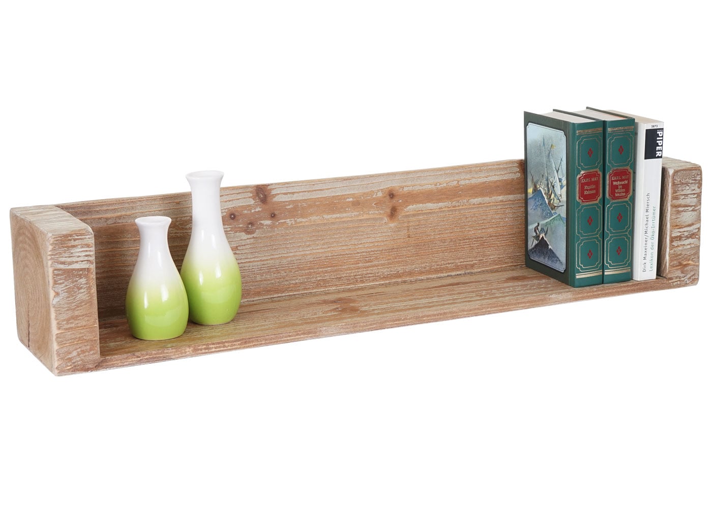 Wandregal MCW-A15, H&auml;ngeregal B&uuml;cherregal, Tanne Holz rustikal massiv MVG-zertifiziert ~ 60cm - Bild 1