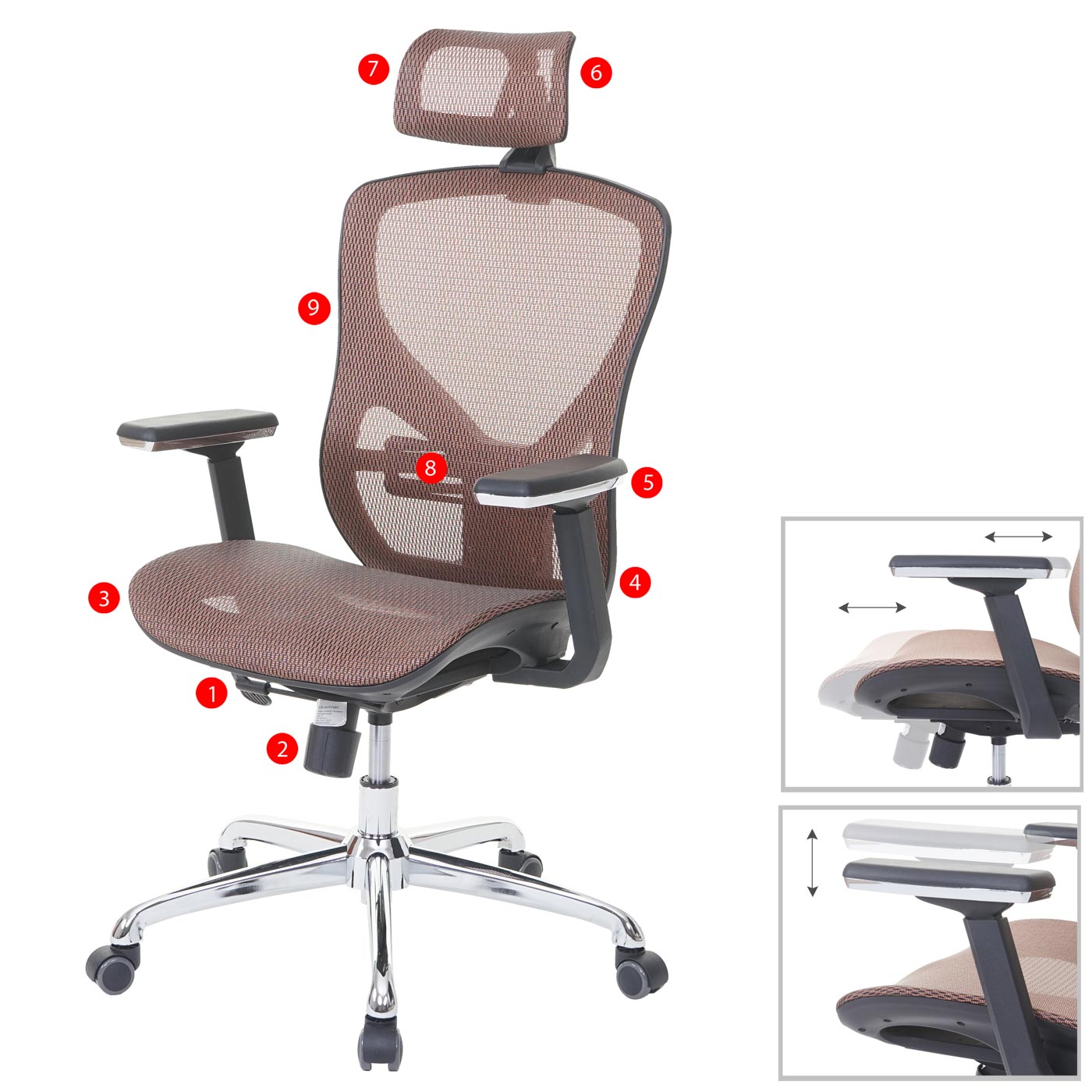 B&uuml;rostuhl MCW-A61, Schreibtischstuhl, Sliding-Funktion Stoff/Textil ISO9001 ~ mandarin/mandarin - Bild 1