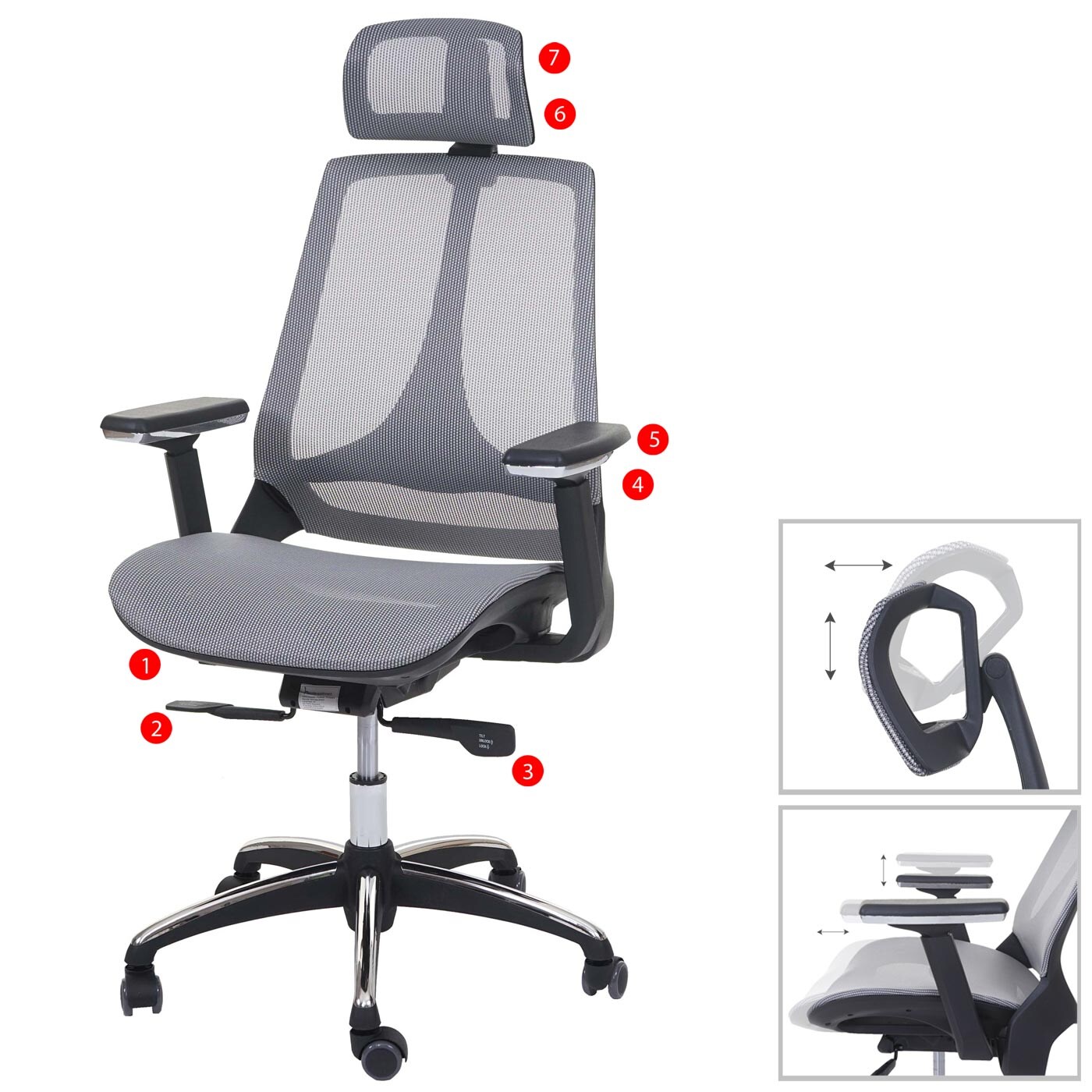 Bürostuhl MCW-A59, Schreibtischstuhl, Sliding-Funktion Stoff/Textil ISO9001 ~ grau/grau