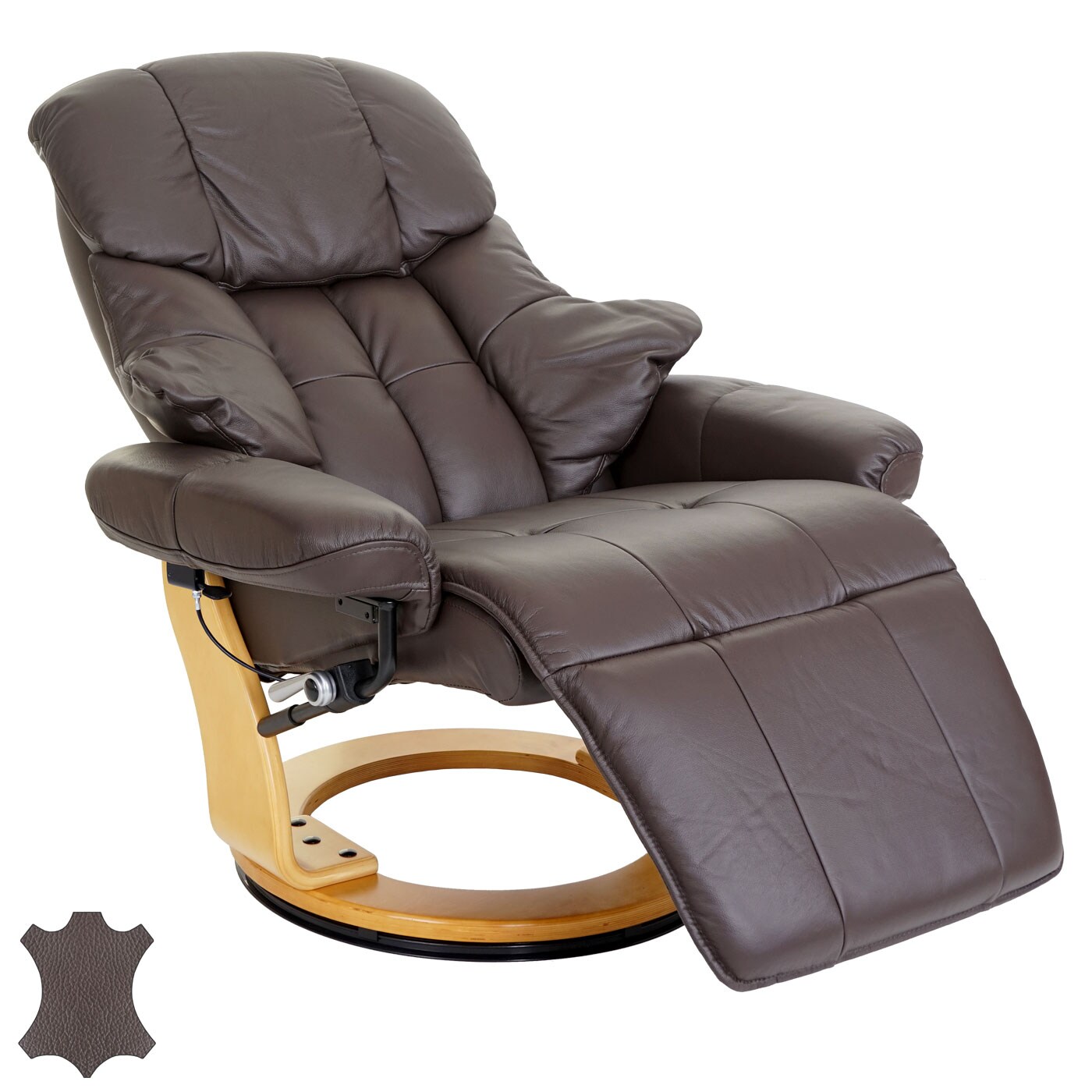 MCA Relaxsessel Windsor 2, Fernsehsessel Sessel, Echtleder 150kg belastbar ~ braun, naturbraun