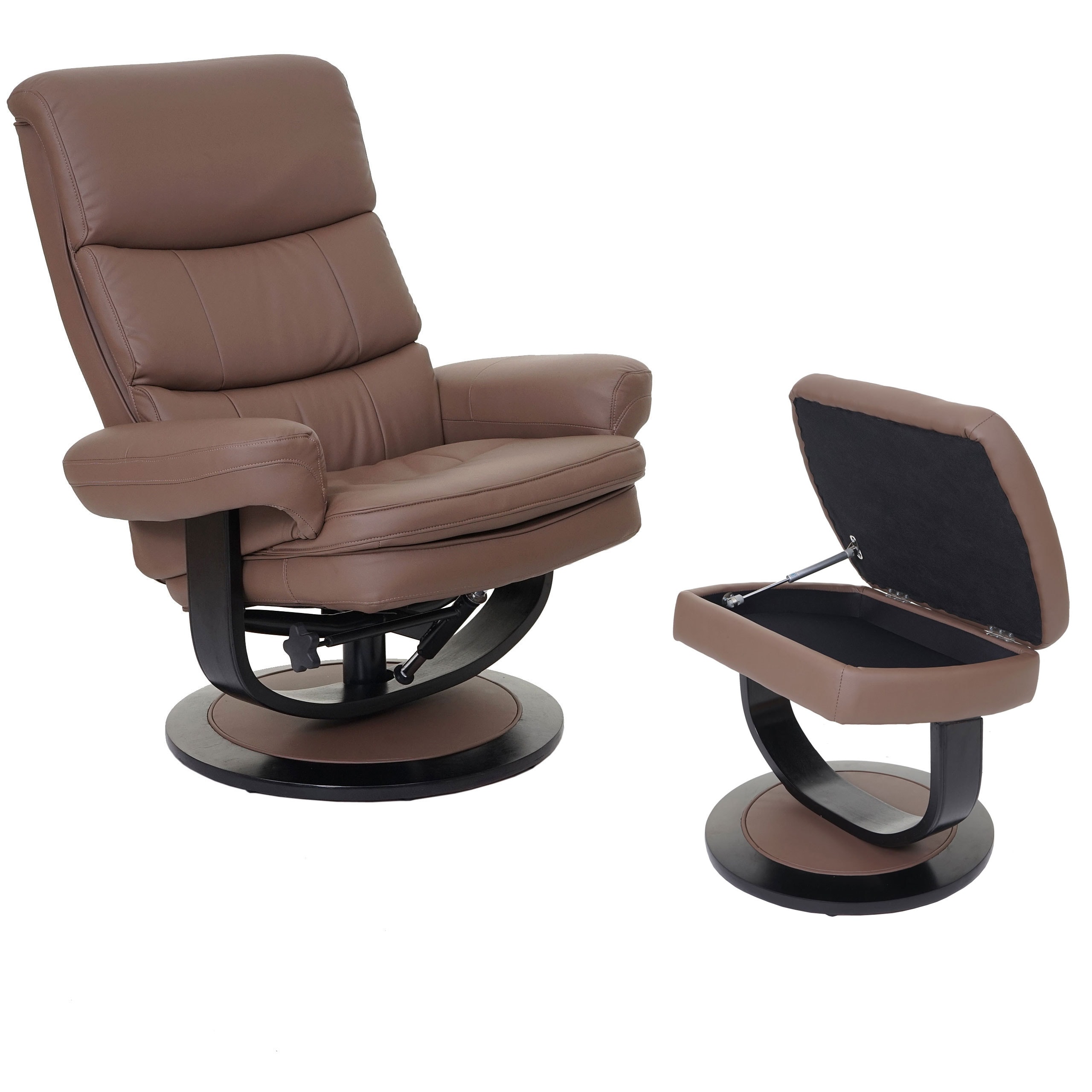 Relaxsessel MCW-C16, Fernsehsessel TV-Sessel Hocker mit Staufach, MVG-zertifiziert ~ Kunstleder chocolate - Bild 1