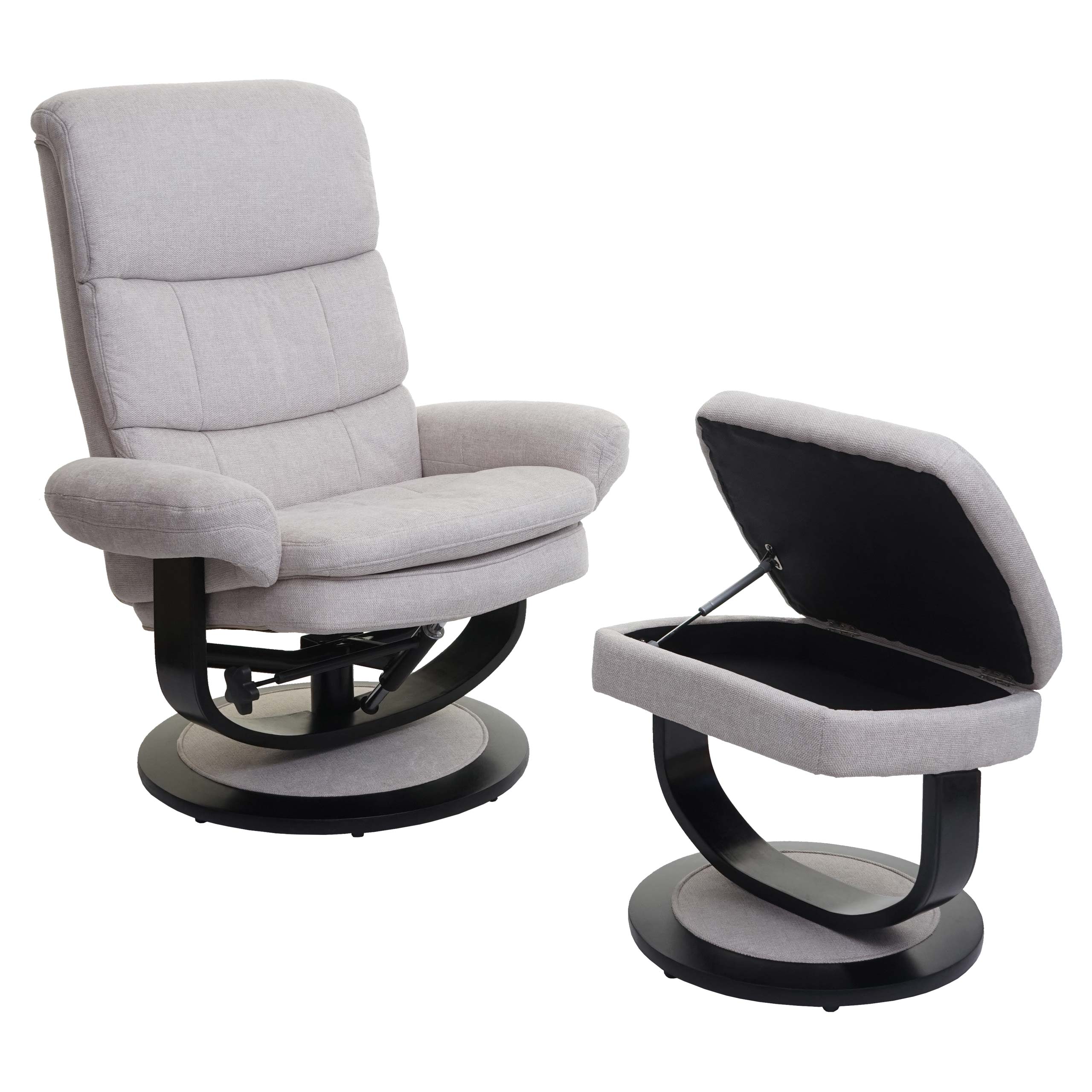 Relaxsessel MCW-C16, Fernsehsessel TV-Sessel Hocker mit Staufach, MVG-zertifiziert ~ Stoff/Textil creme-beige - Bild 1