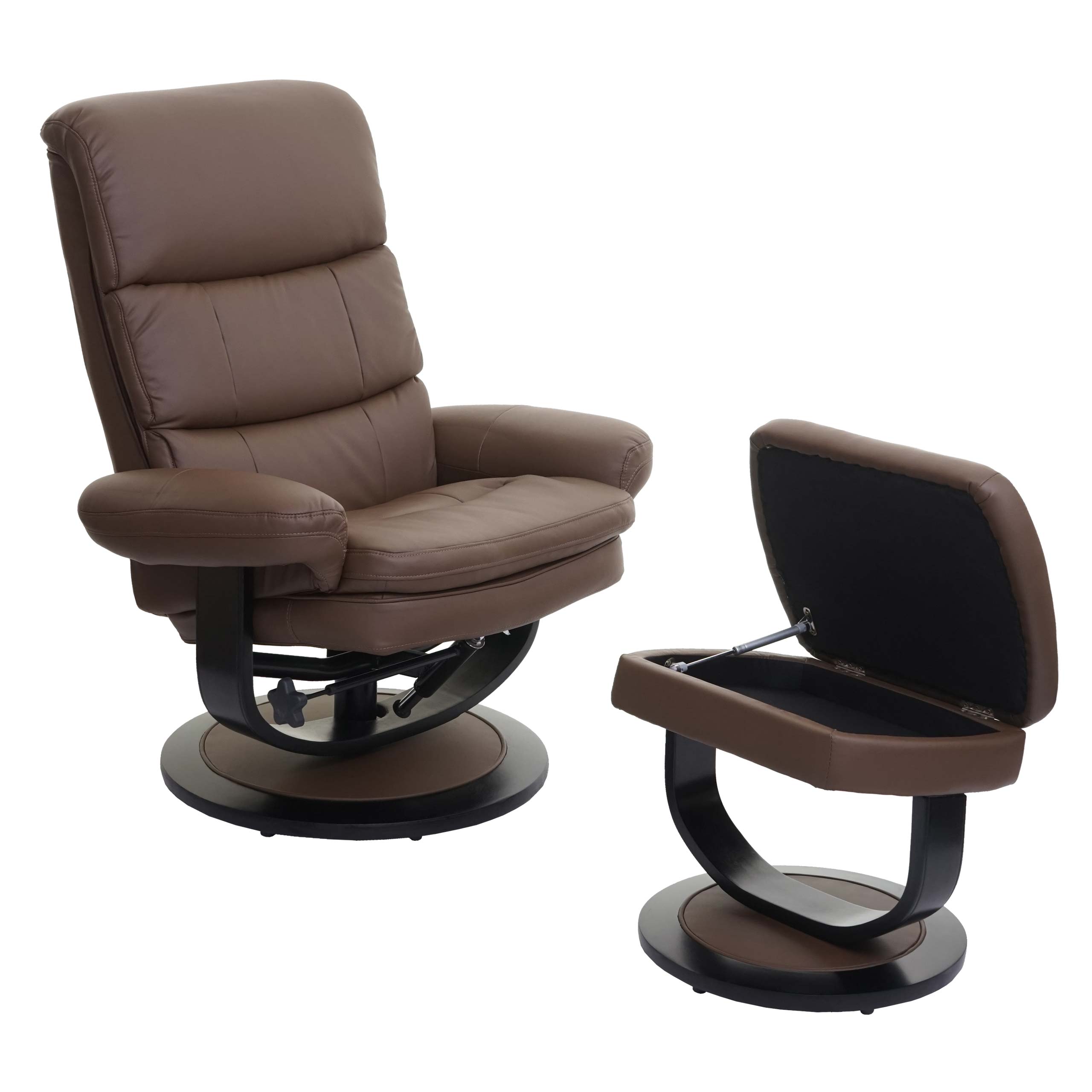 Relaxsessel MCW-C16, Fernsehsessel TV-Sessel Hocker mit Staufach, MVG-zertifiziert ~ Kunstleder taupe-braun - Bild 1