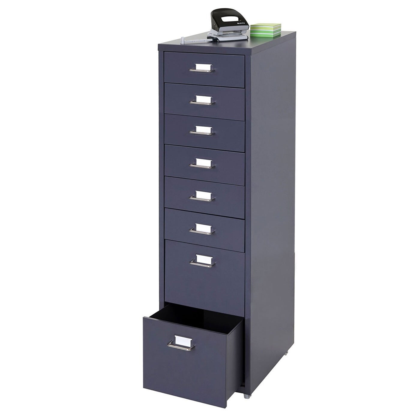 Rollcontainer Preston T851, Schubladenschrank Stahlschrank, 110x28x41cm 8 Schubladen ~ dunkelgrau