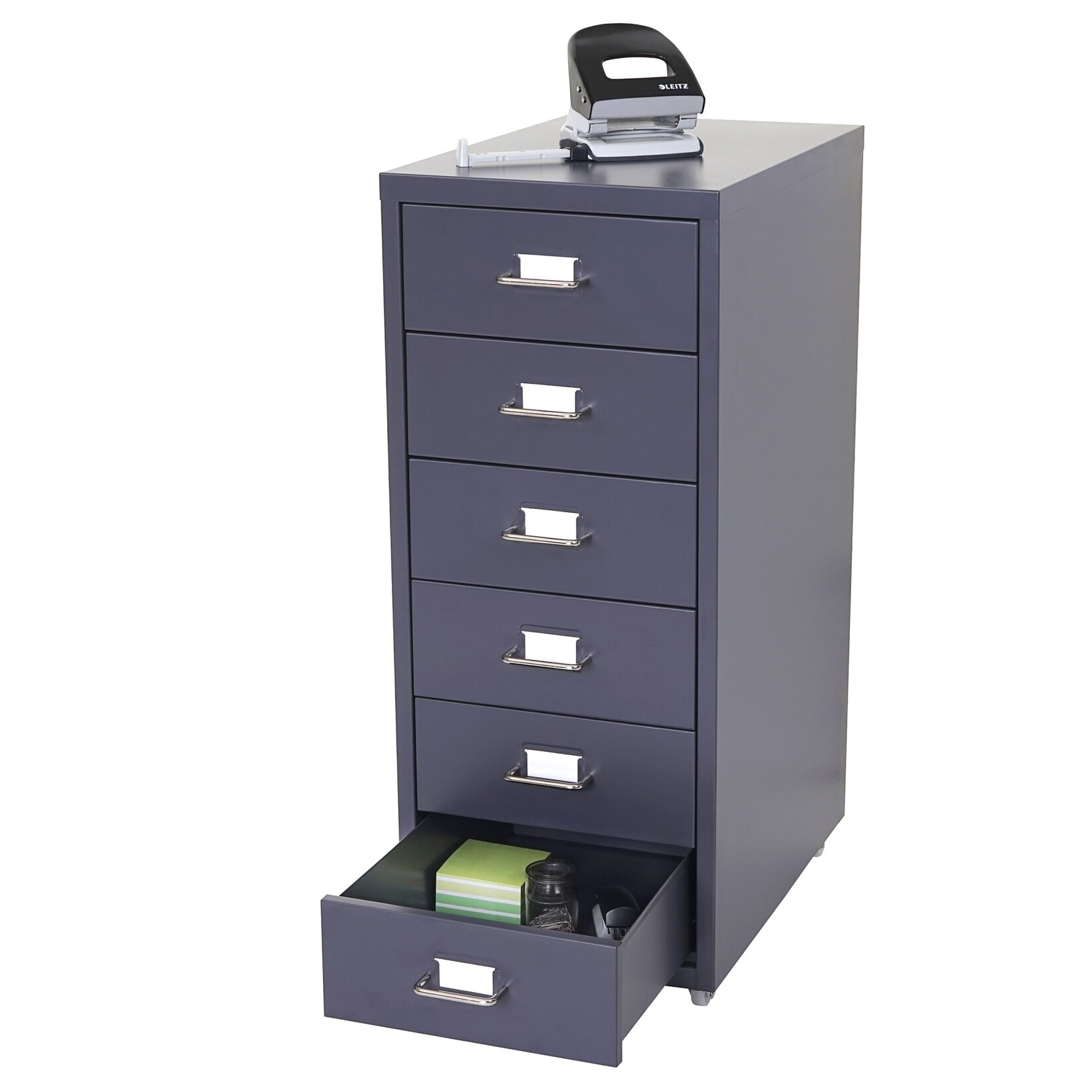 Rollcontainer Preston T851, Schubladenschrank Stahlschrank, 69x28x41cm 6 Schubladen ~ dunkelgrau