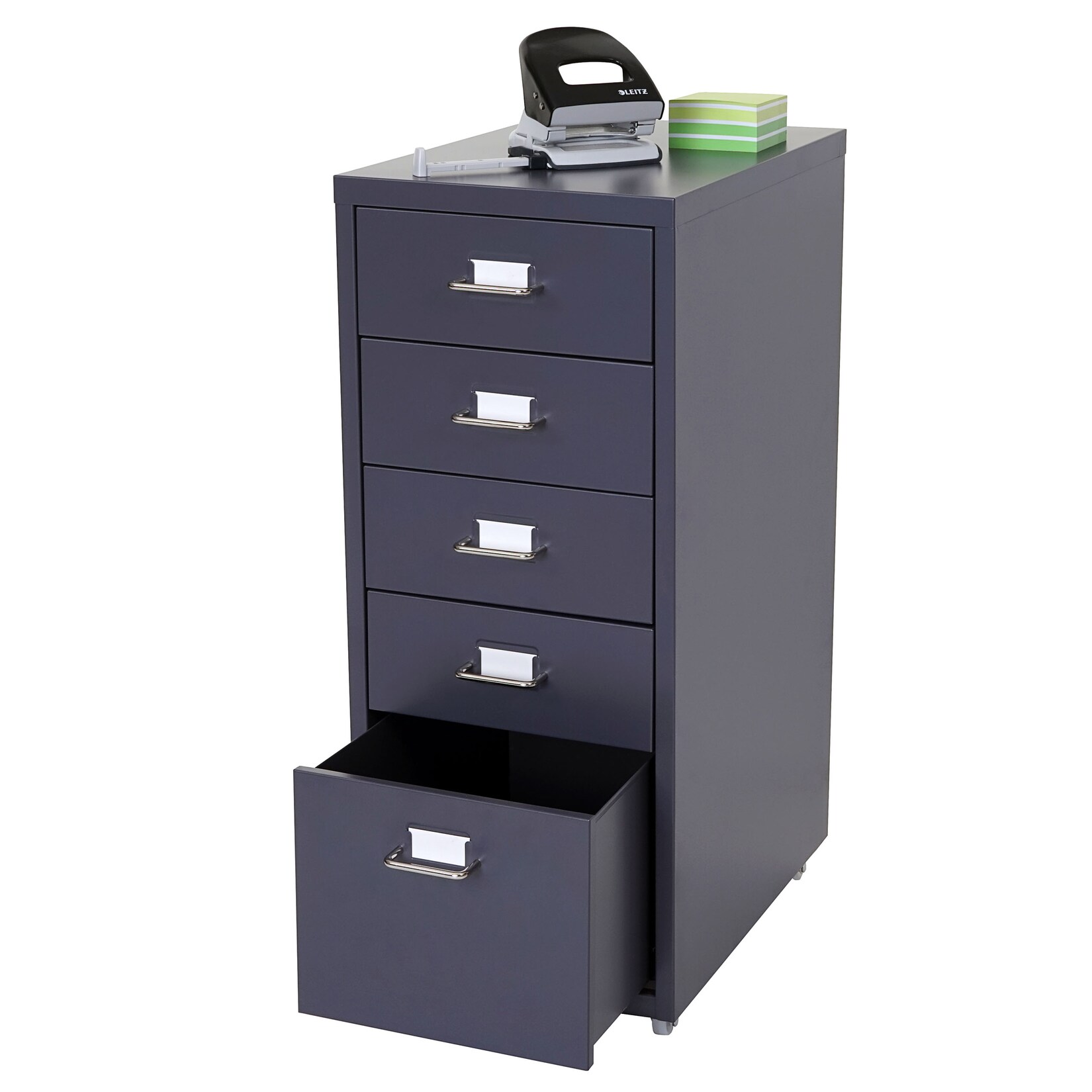 Rollcontainer Preston T851, Schubladenschrank Stahlschrank, 69x28x41cm 5 Schubladen ~ dunkelgrau