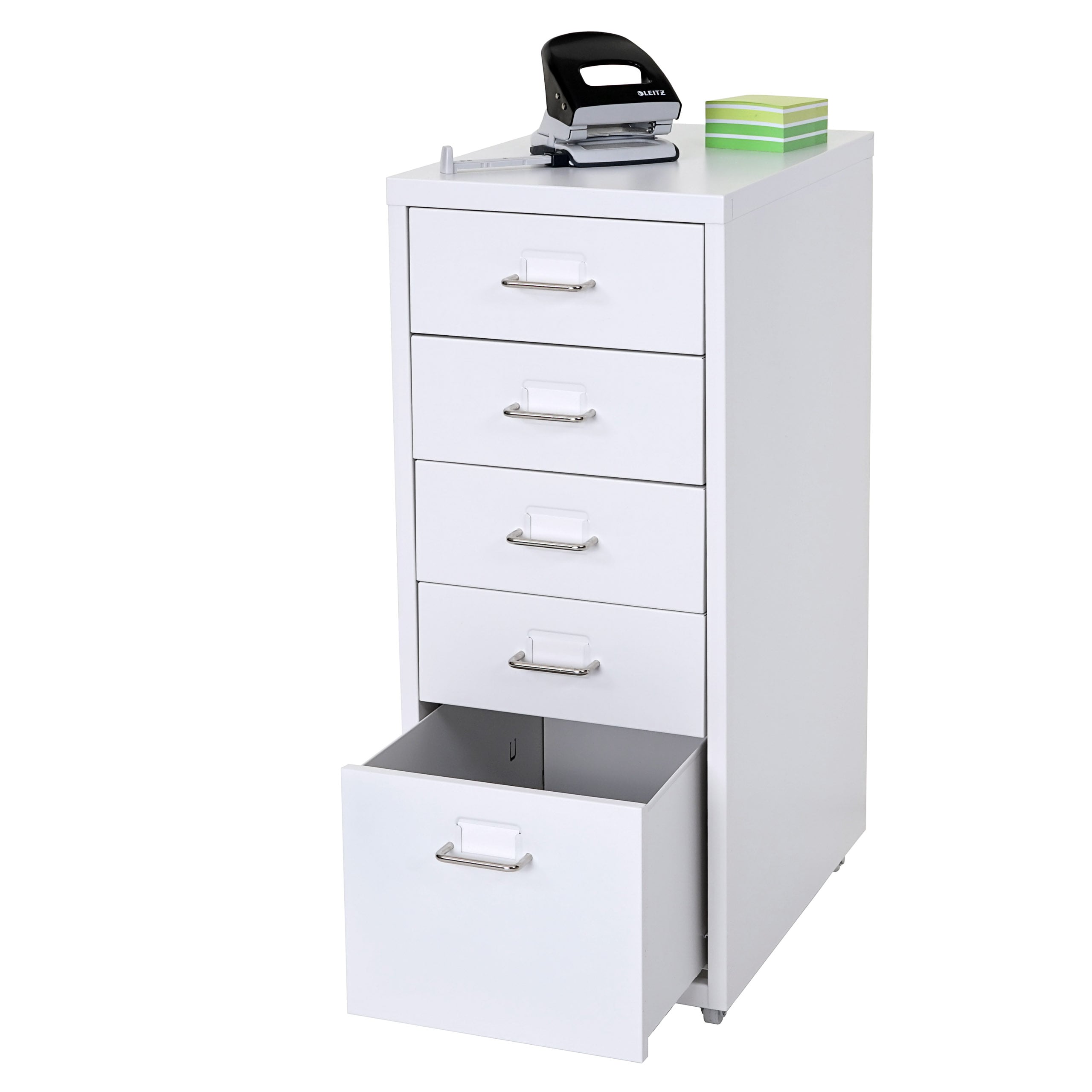 Rollcontainer Preston T851, Schubladenschrank Stahlschrank, 69x28x41cm 5 Schubladen ~ wei&szlig; - Bild 1