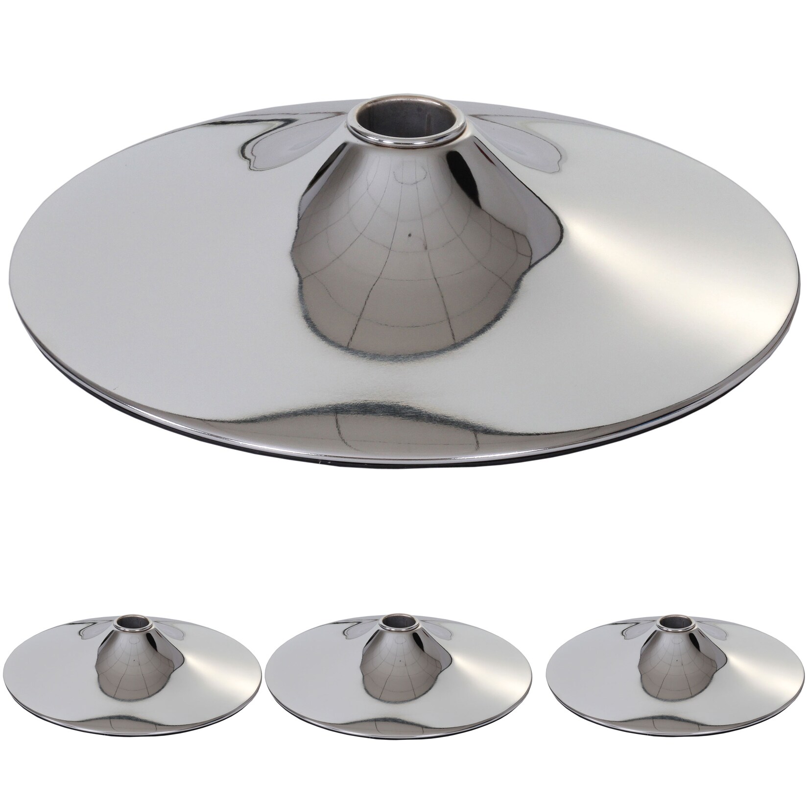 4er-Set Fußplatte Fuß Fußteller für Barhocker Loungesessel, chromoptik ~ Ø 38,5cm