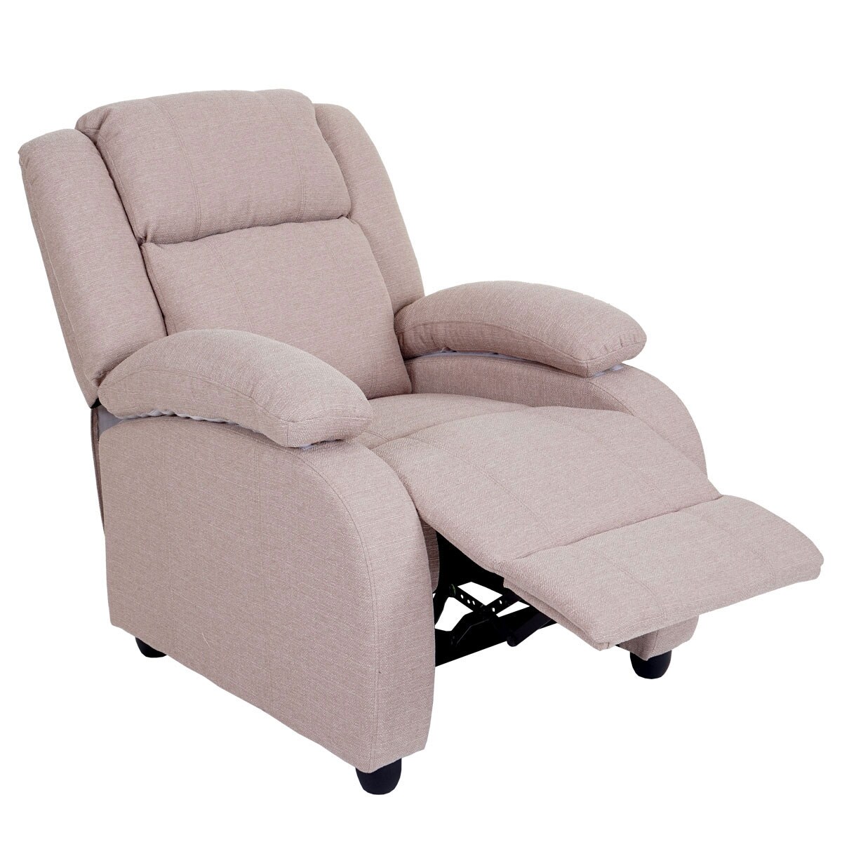 Fernsehsessel Glasgow, Relaxsessel Liege Sessel, Stoff/Textil ~ creme-grau