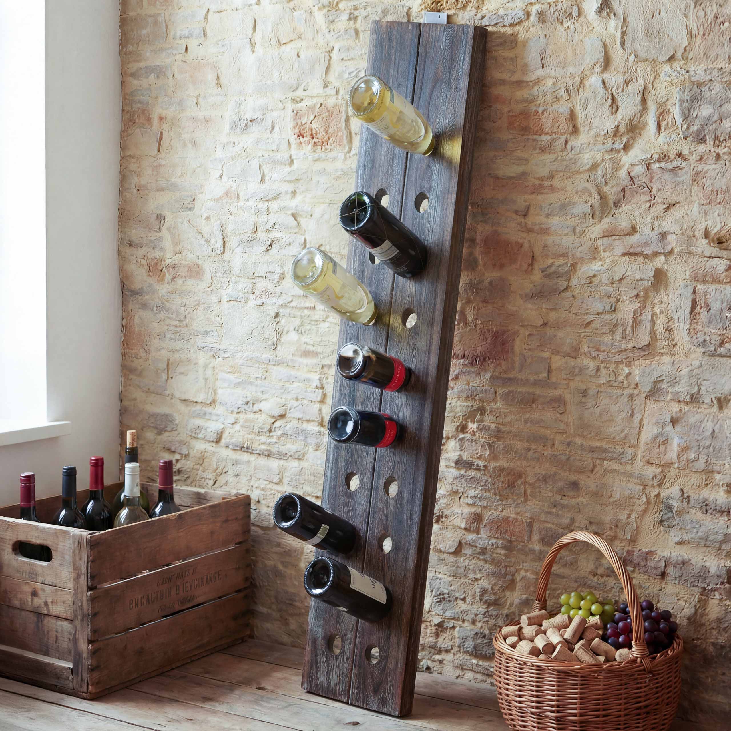 Deko-Weinregal, R&uuml;ttelbrett Flaschenregal f&uuml;r 20 Flaschen, Shabby-Look Vintage ~ braun - Bild 1