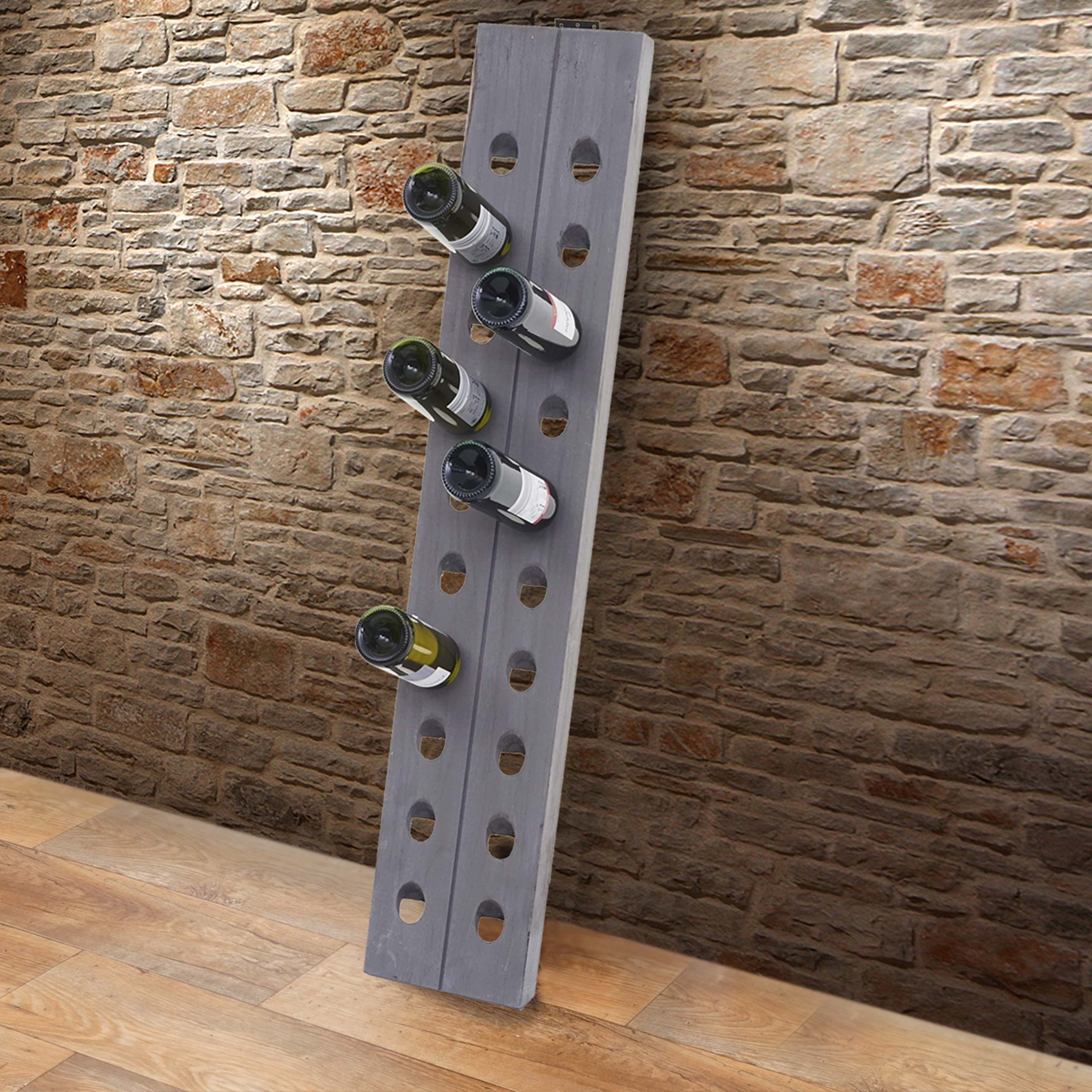 Deko-Weinregal, R&uuml;ttelbrett Flaschenregal f&uuml;r 20 Flaschen, Shabby-Look Vintage ~ grau - Bild 1