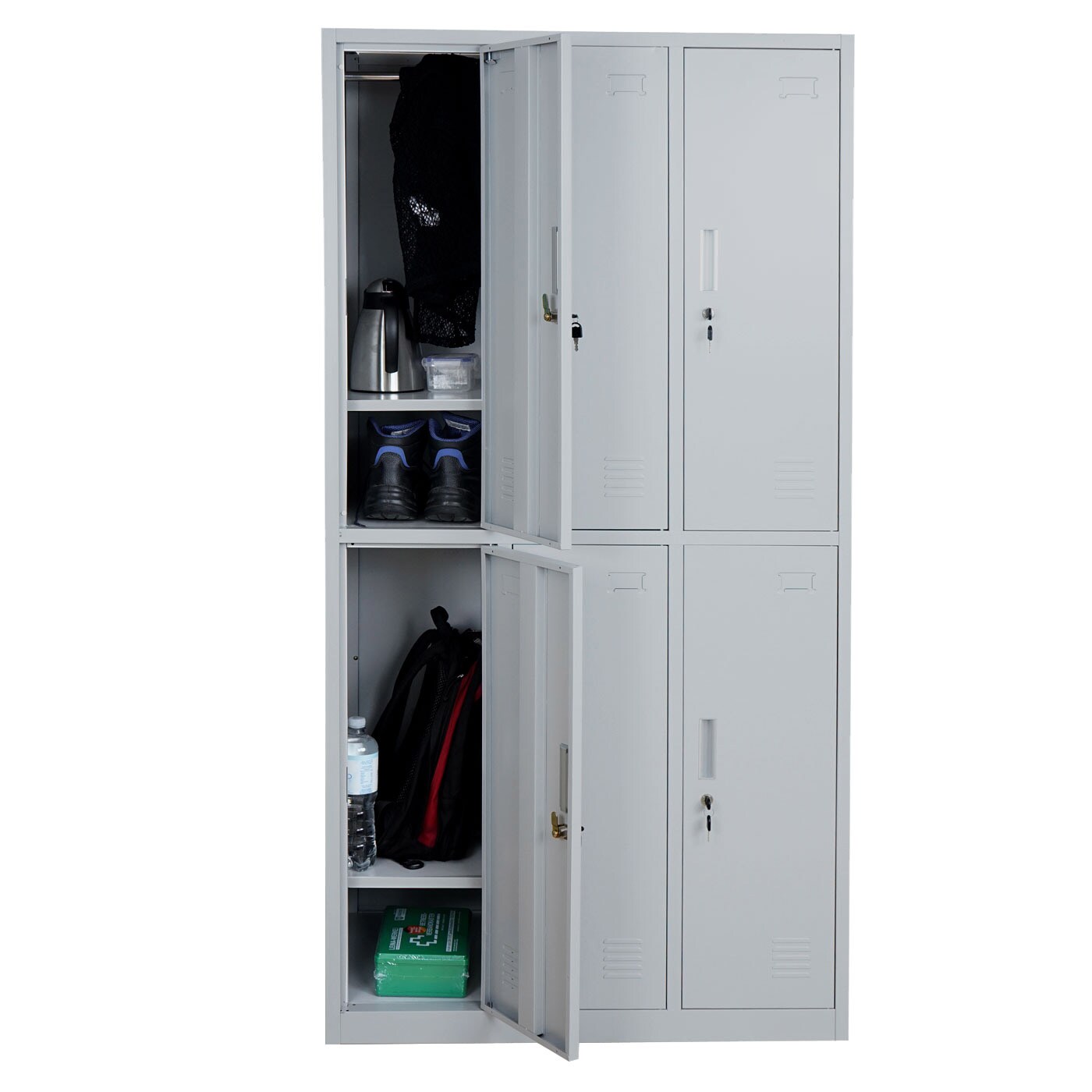 Schließfach Preston T829, Schließfachschrank Wertfachschrank Spind, Metall 6 Fächer ~ grau