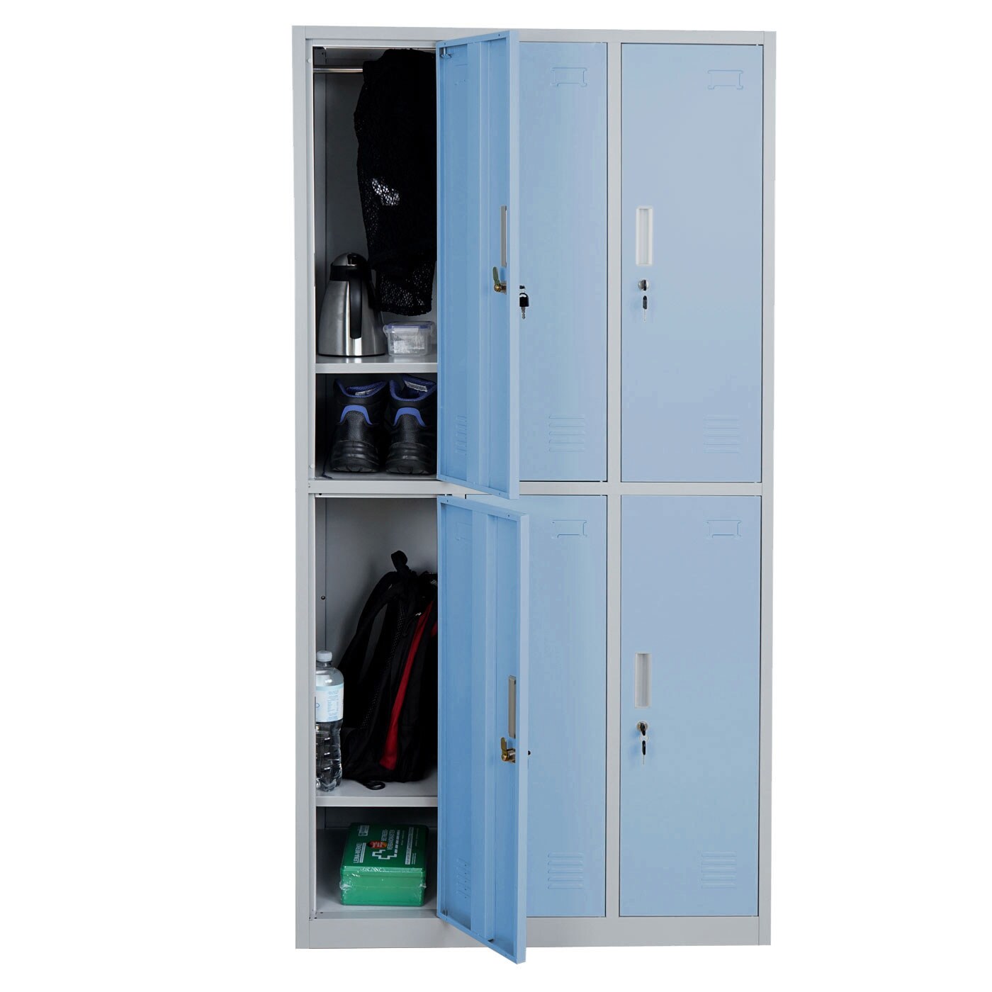 Schließfach Preston T829, Schließfachschrank Wertfachschrank Spind, Metall 6 Fächer ~ blau