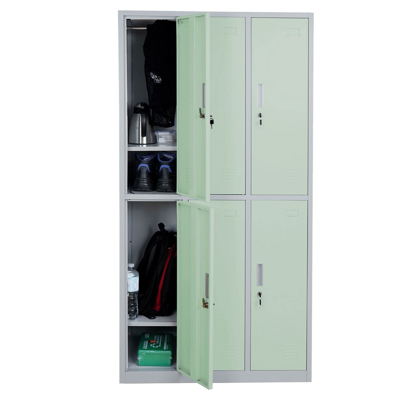 Schließfach Preston T829, Schließfachschrank Wertfachschrank Spind, Metall 6 Fächer ~ grün
