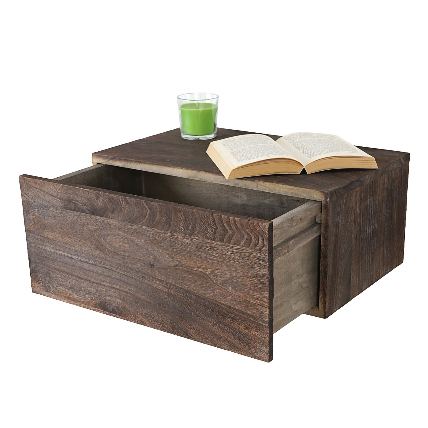 Wandregal Arlon, Schubladen-Regal, Shabby-Look Vintage, 21x46x30cm braun - Bild 1