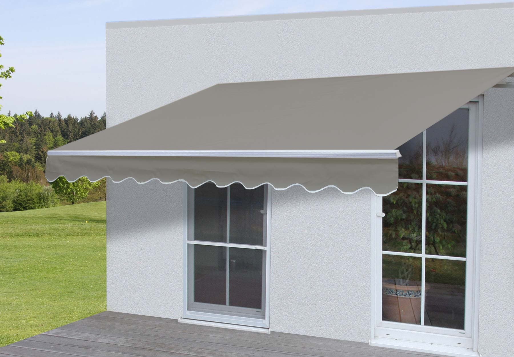 Alu-Markise H790, Gelenkarmmarkise Sonnenschutz 4x3m ~ Polyester, grau-braun - Bild 1