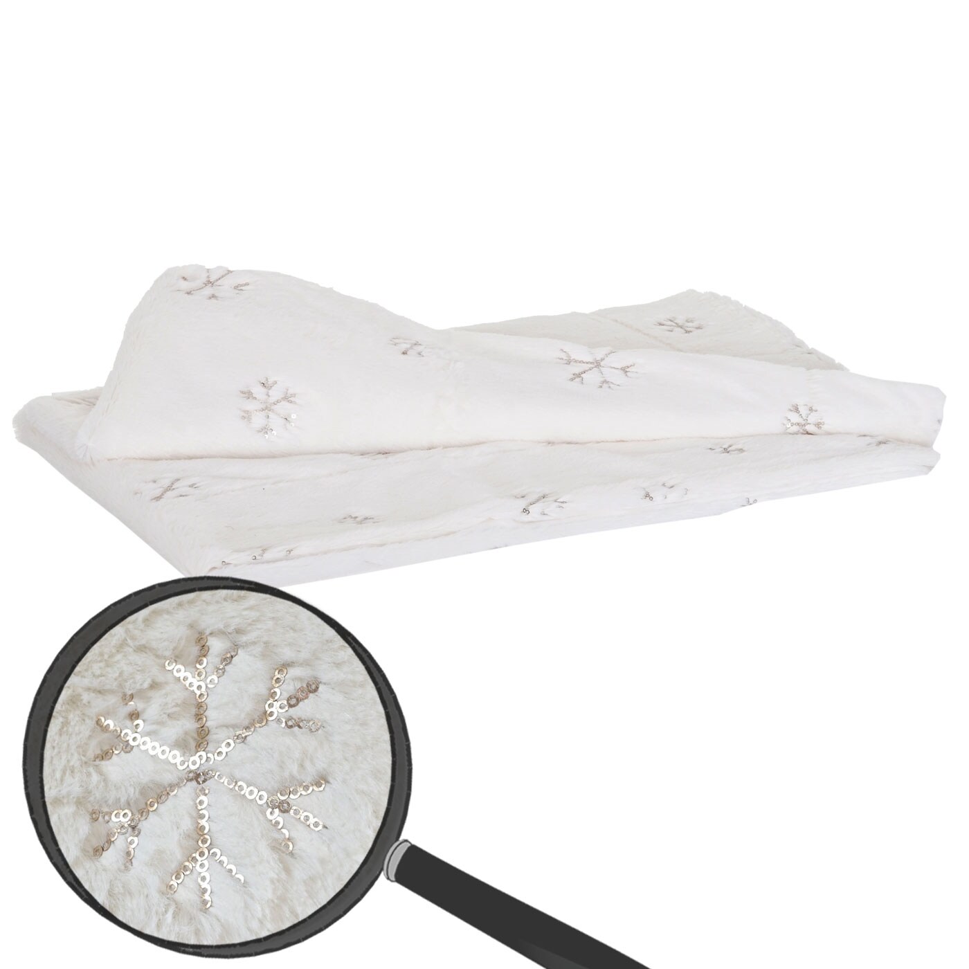 Kuscheldecke Schnee, Tagesdecke Wohndecke Sofadecke, flauschig wei&szlig; Pailletten 150x120cm - Bild 1