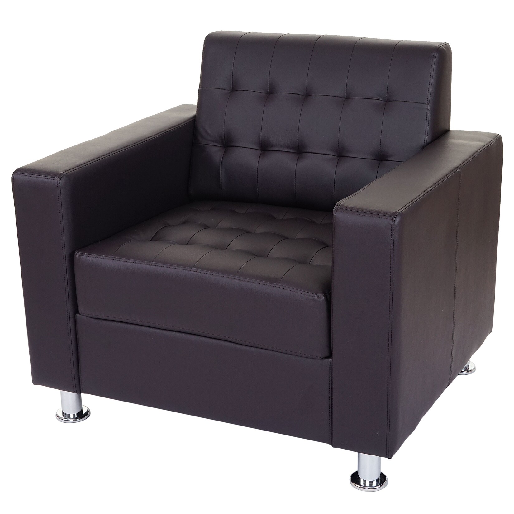 Sessel Pori, Clubsessel Loungesessel, Kunstleder, Metall-Füße ~ coffee | 04057651152714