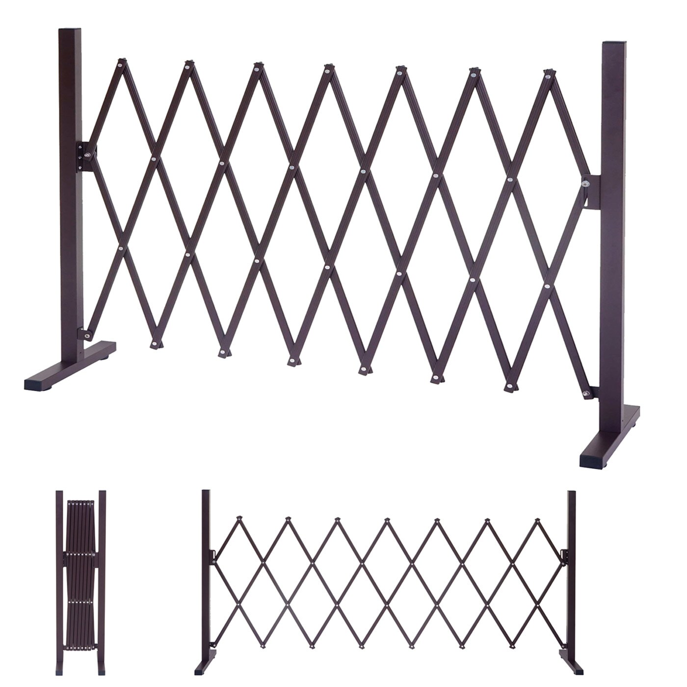 Absperrgitter MCW-B34, Scherengitter Rankhilfe Tierschutzgitter ausziehbar, Alu braun ~ Höhe 103cm, Breite 27-207cm