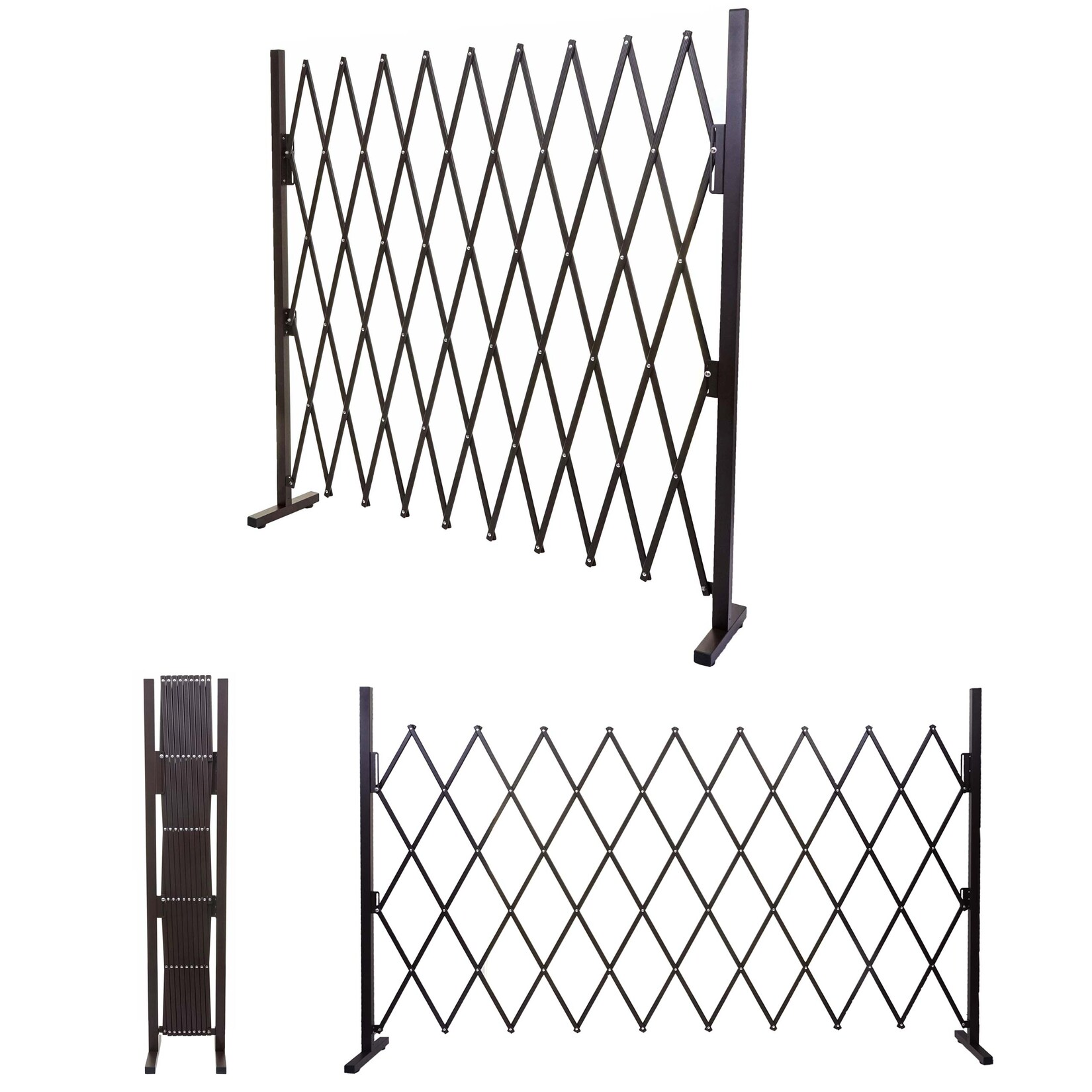 Absperrgitter MCW-B34, Scherengitter Rankhilfe Tierschutzgitter ausziehbar, Alu braun ~ Höhe 153cm, Breite 32-265cm