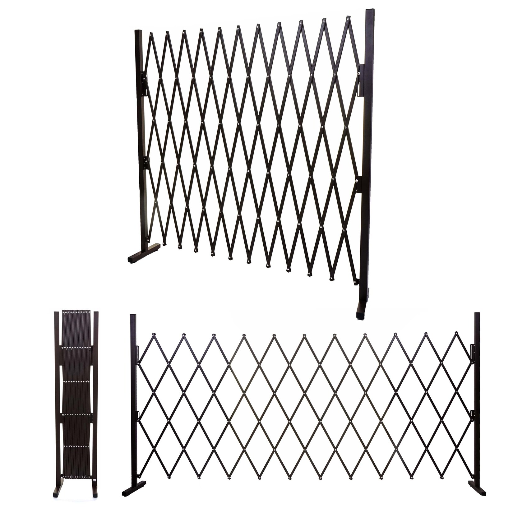 Absperrgitter MCW-B34, Scherengitter Rankhilfe Tierschutzgitter ausziehbar, Alu braun ~ Höhe 153cm, Breite 36-300cm